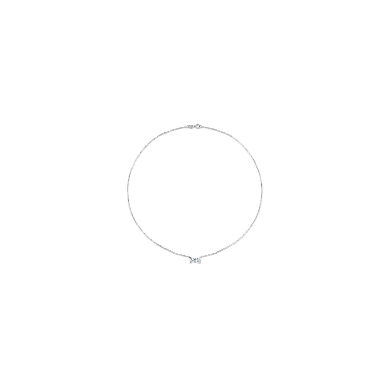 7/10 Carat Aquamarine Heart Bow Pendant Necklace in Sterling Silver with Chain