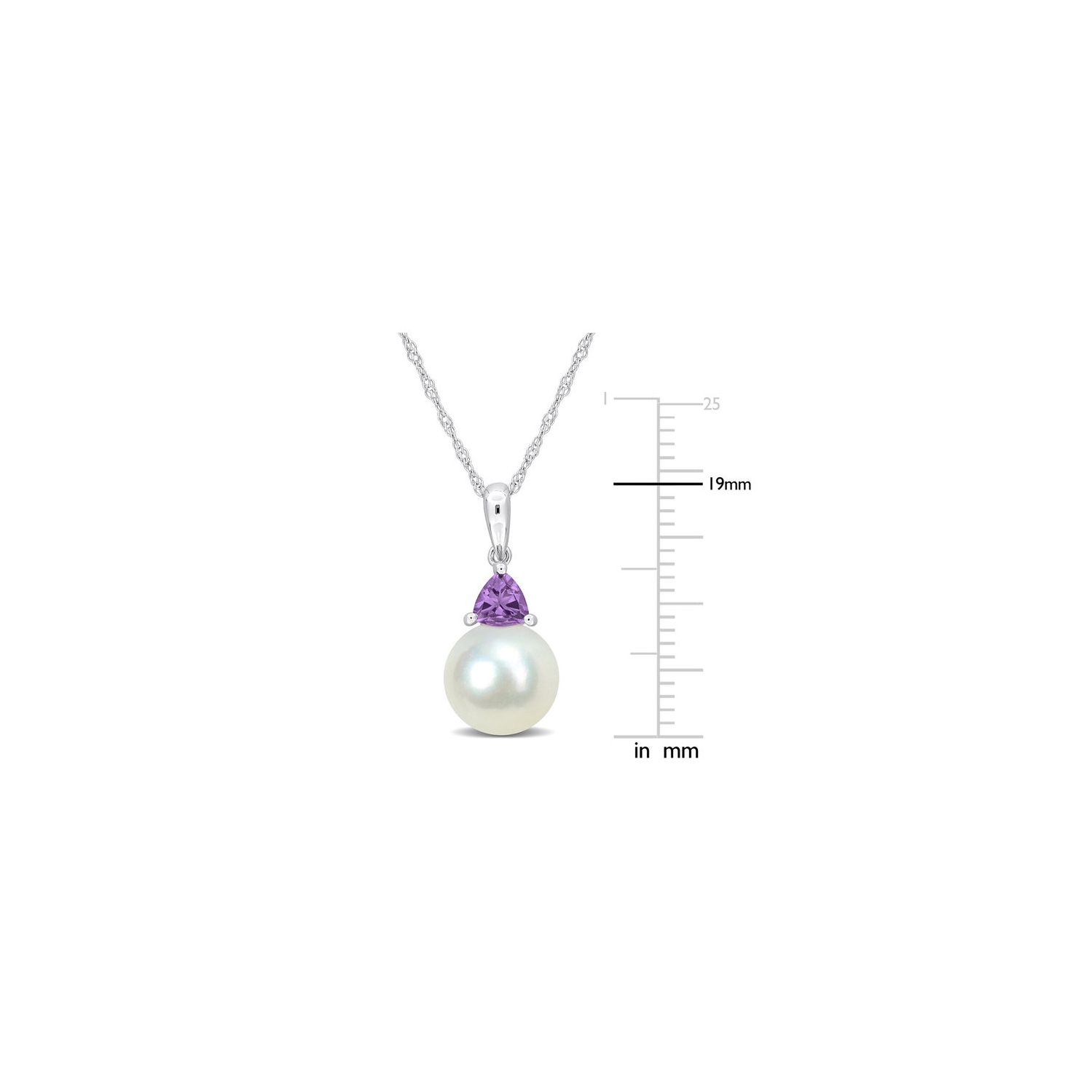 8-8.5mm White Freshwater Cultured Drop Pearl Pendant Necklace in 10K White Gold with Chain