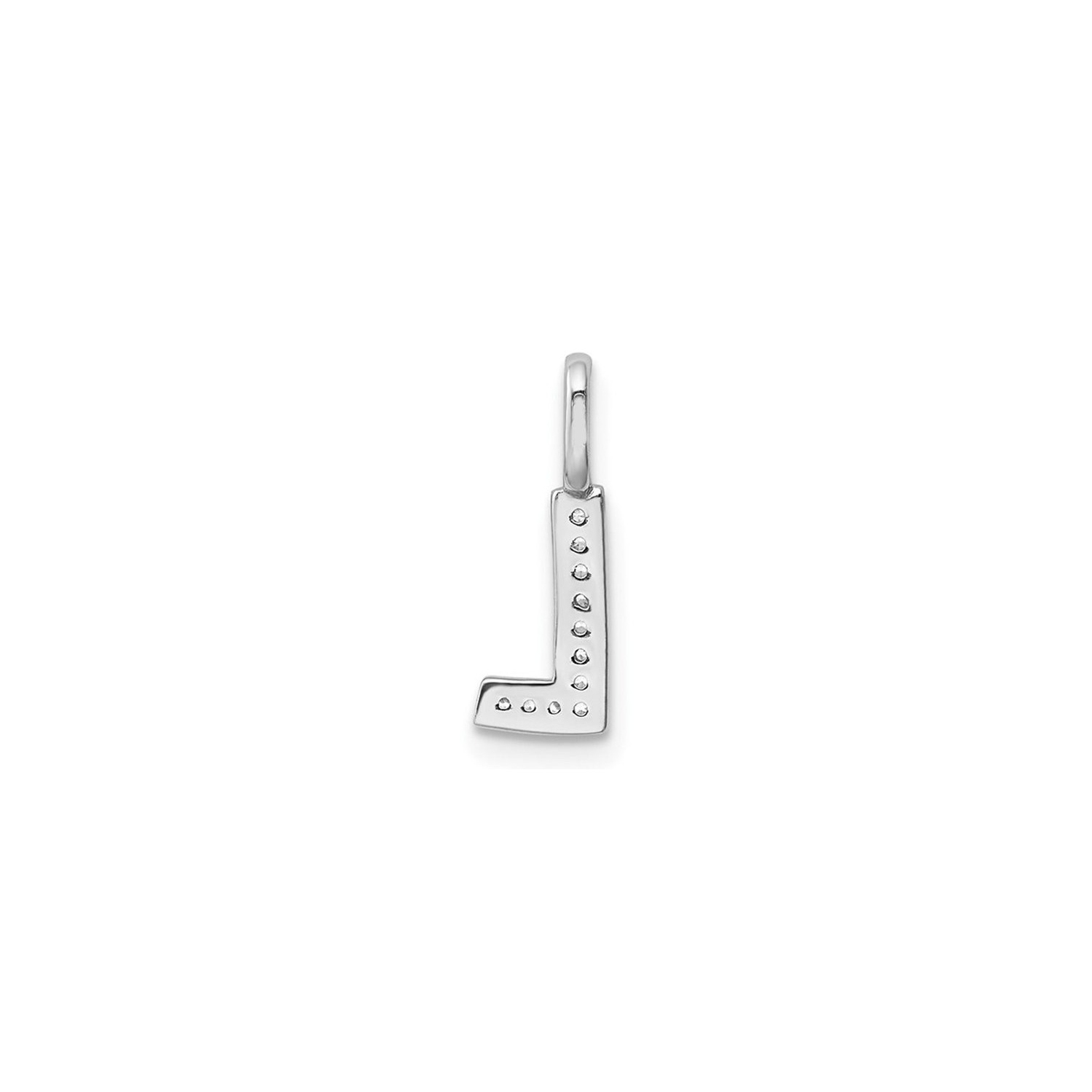 14K White Gold Initial -L- Pendant Charm with Accent Diamonds