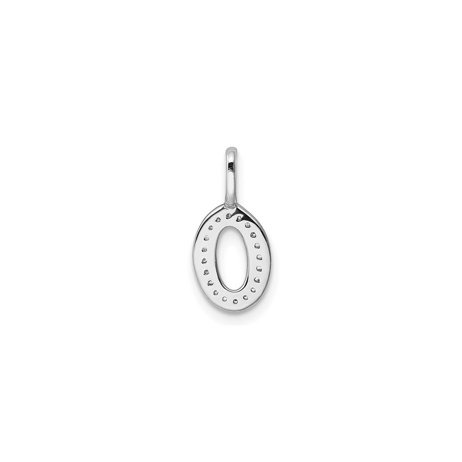 14K White Gold Initial -O- Pendant Charm with Accent Diamonds