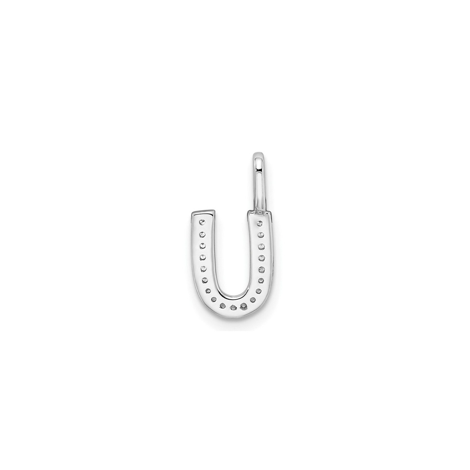 14K White Gold Initial -U- Pendant Charm with Accent Diamonds
