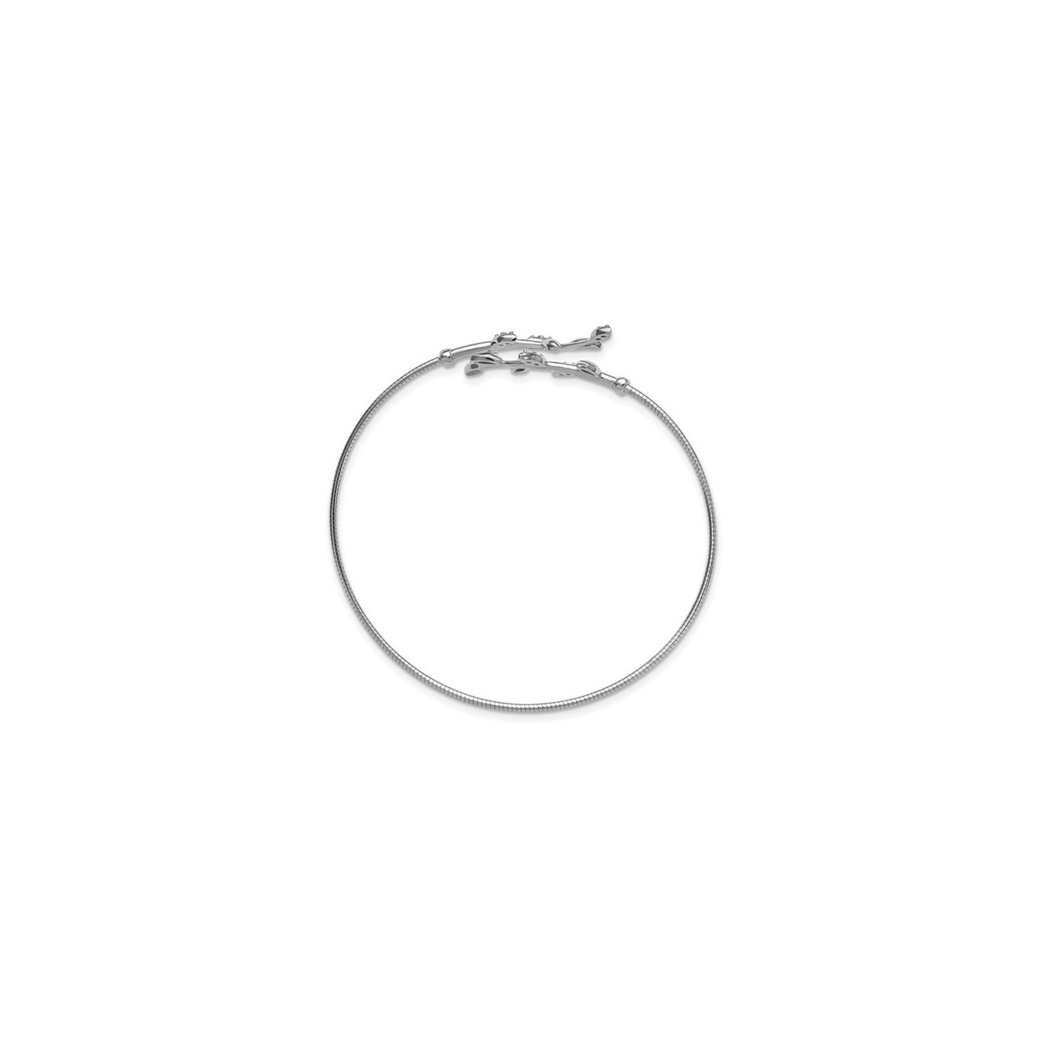 Bracelet rigide à revers flexible et à feuille argentée stérile avec Zirocnias cubiques synthétiques