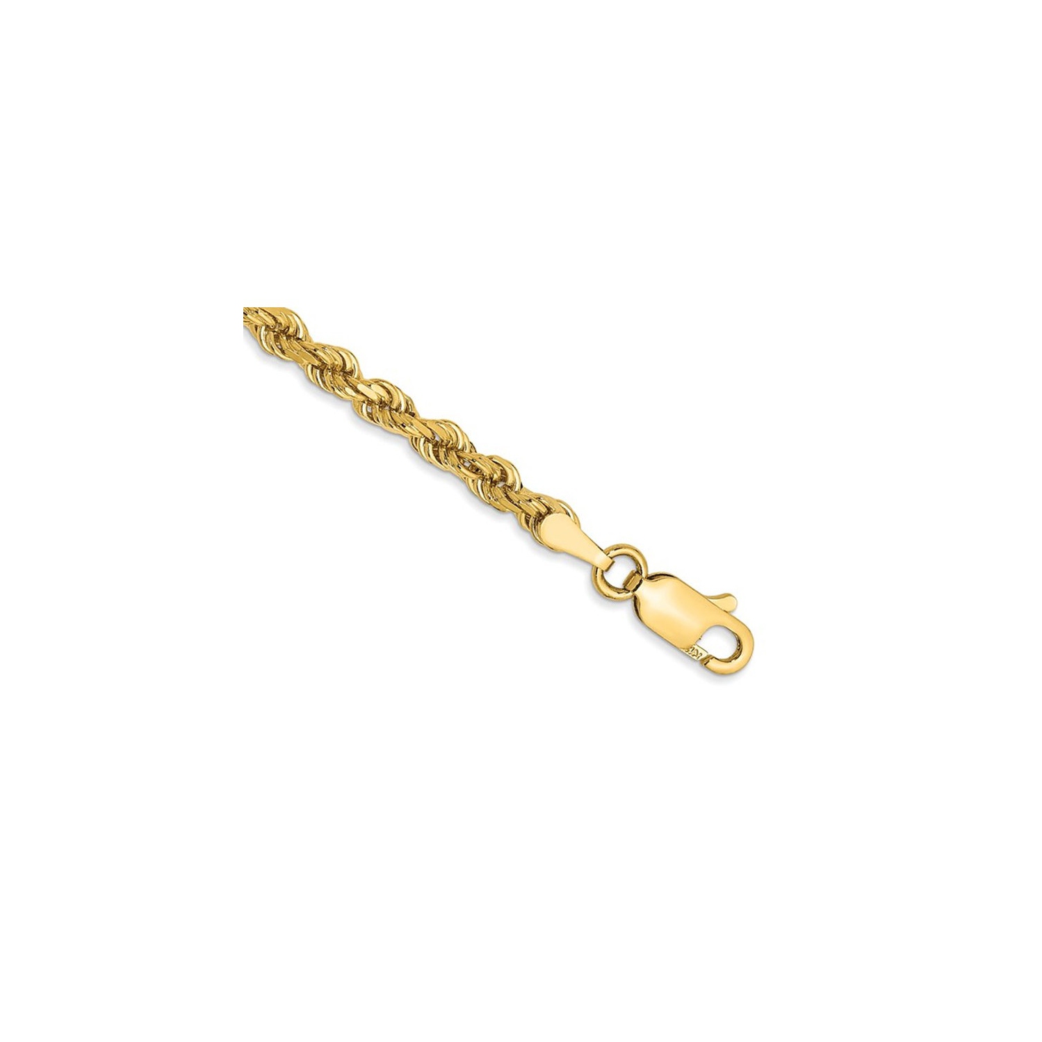Bracelet maille corde en or jaune 14K K taille diamant