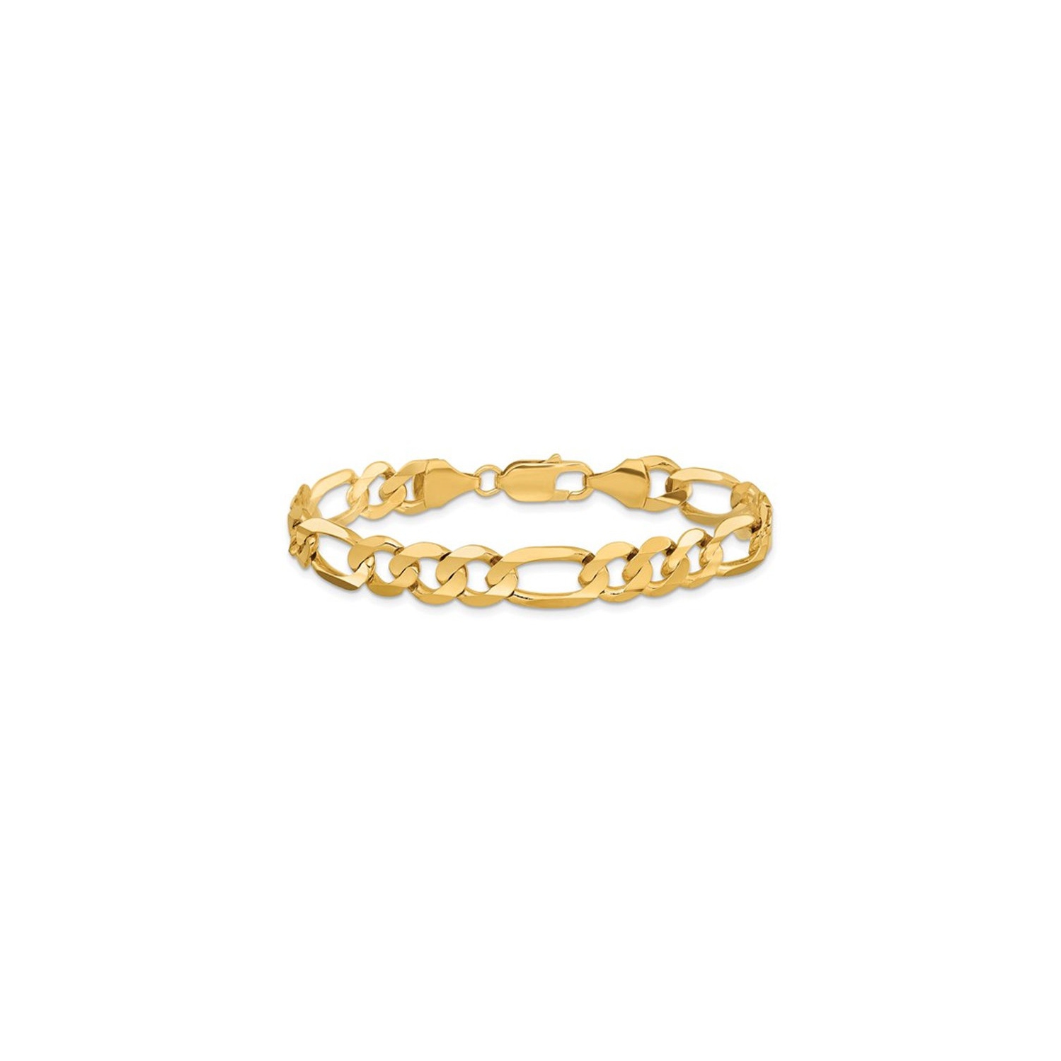 Bracelet Figaro concave en or jaune 14K ct de 8,75&nbsp;mm