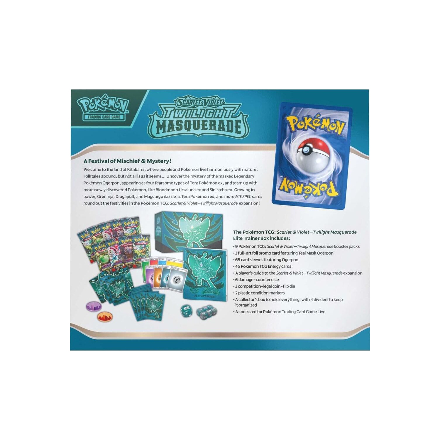 Jeu de cartes à collectionner Pokémon USA : Scarlet & Violet Twilight Masquerade Elite Trainer Box - Ogerpon (à vendre avant le 24 mai 2024)