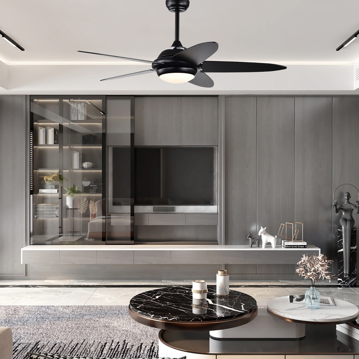 Ventilateur de plafond 52 po avec éclairage DEL et télécommande de Costway pour 1/2/4/8H et 3 vitesses de ventilation