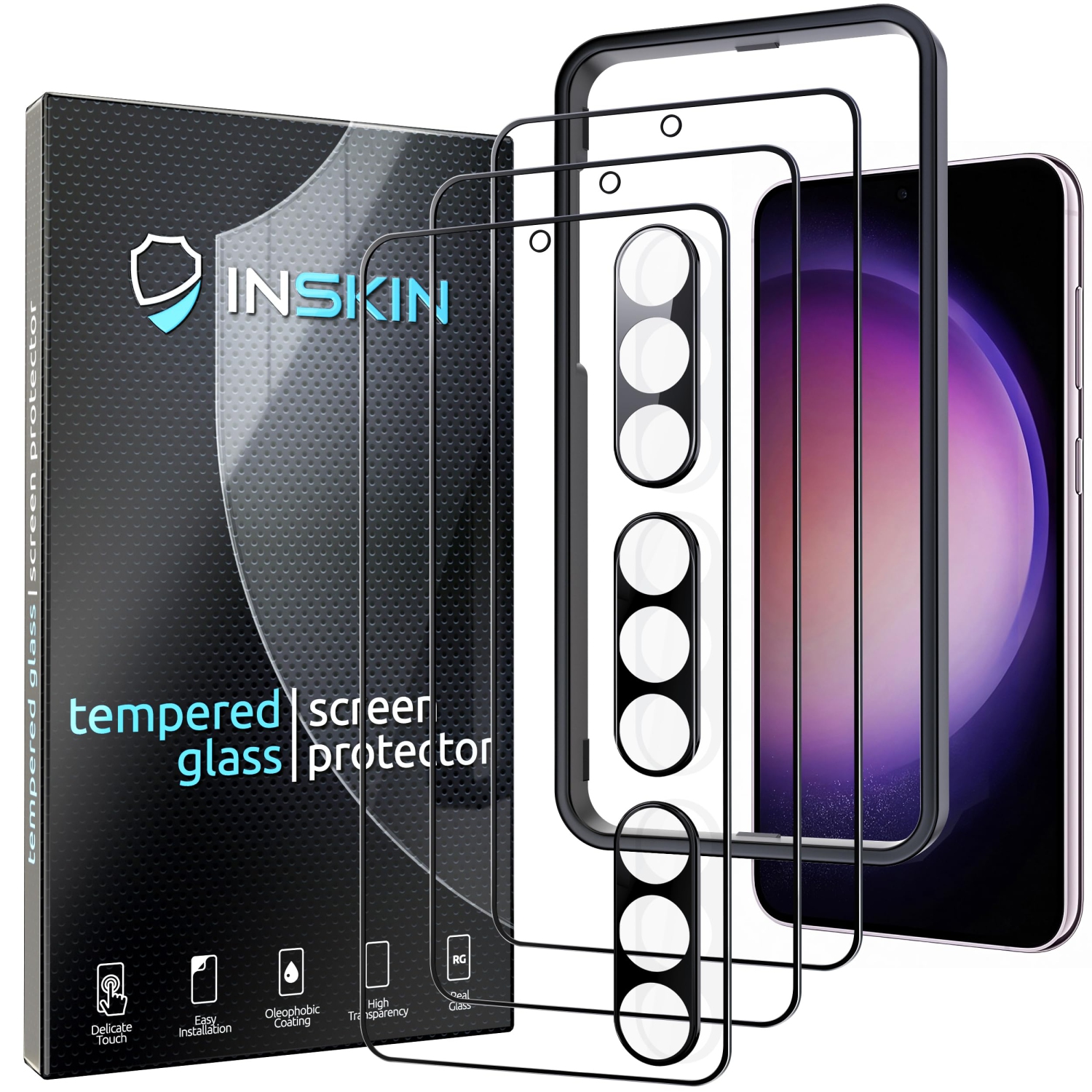 Inskin Anti Glare Screen Protector for Samsung Galaxy S23 Plus 5G 6.6 inch - 3+3 Pack with HD Clear Camera Lens Guard