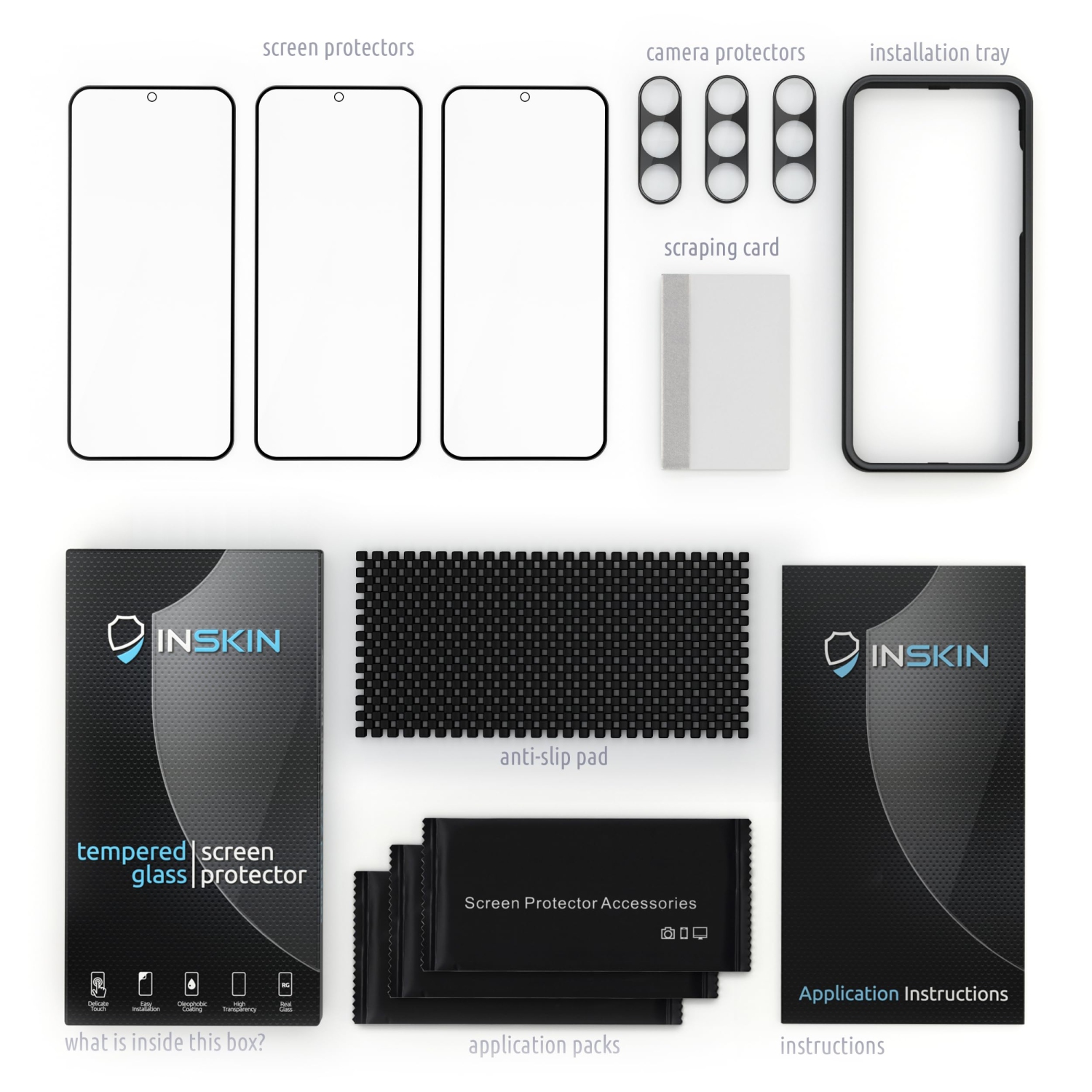 Inskin Anti Glare Screen Protector for Samsung Galaxy S23 Plus 5G 6.6 inch - 3+3 Pack with HD Clear Camera Lens Guard