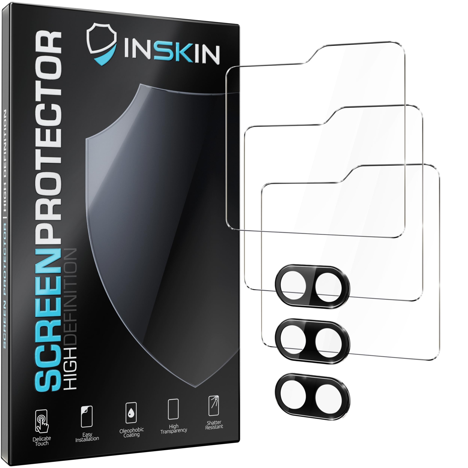 Inskin – Protecteur d’écran avant en verre trempé pour Samsung Galaxy Z Flip 5 5G 6,7&nbsp;po [2023] – Ensemble Ultimate 3+3 avec protecteur