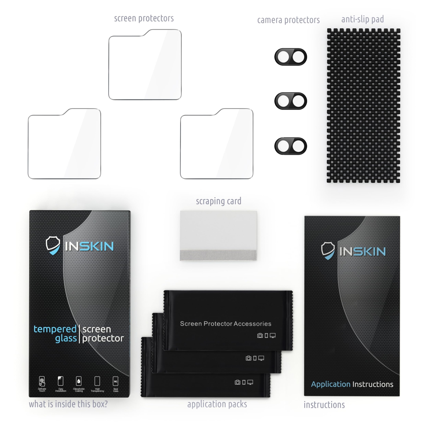 Inskin – Protecteur d’écran avant en verre trempé pour Samsung Galaxy Z Flip 5 5G 6,7&nbsp;po [2023] – Ensemble Ultimate 3+3 avec protecteur