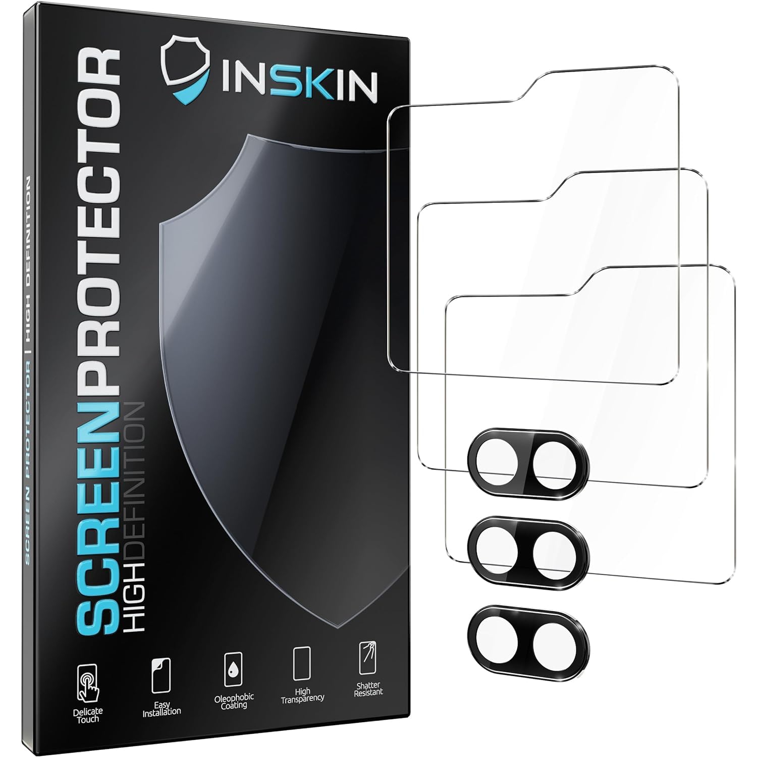 InsInskin – Protecteur de verre trempé pour Samsung Galaxy Z Flip 5 5G 6,7&nbsp;po [2023] – Paquet de 3 + 3, écran + appareil photo, compatible avec