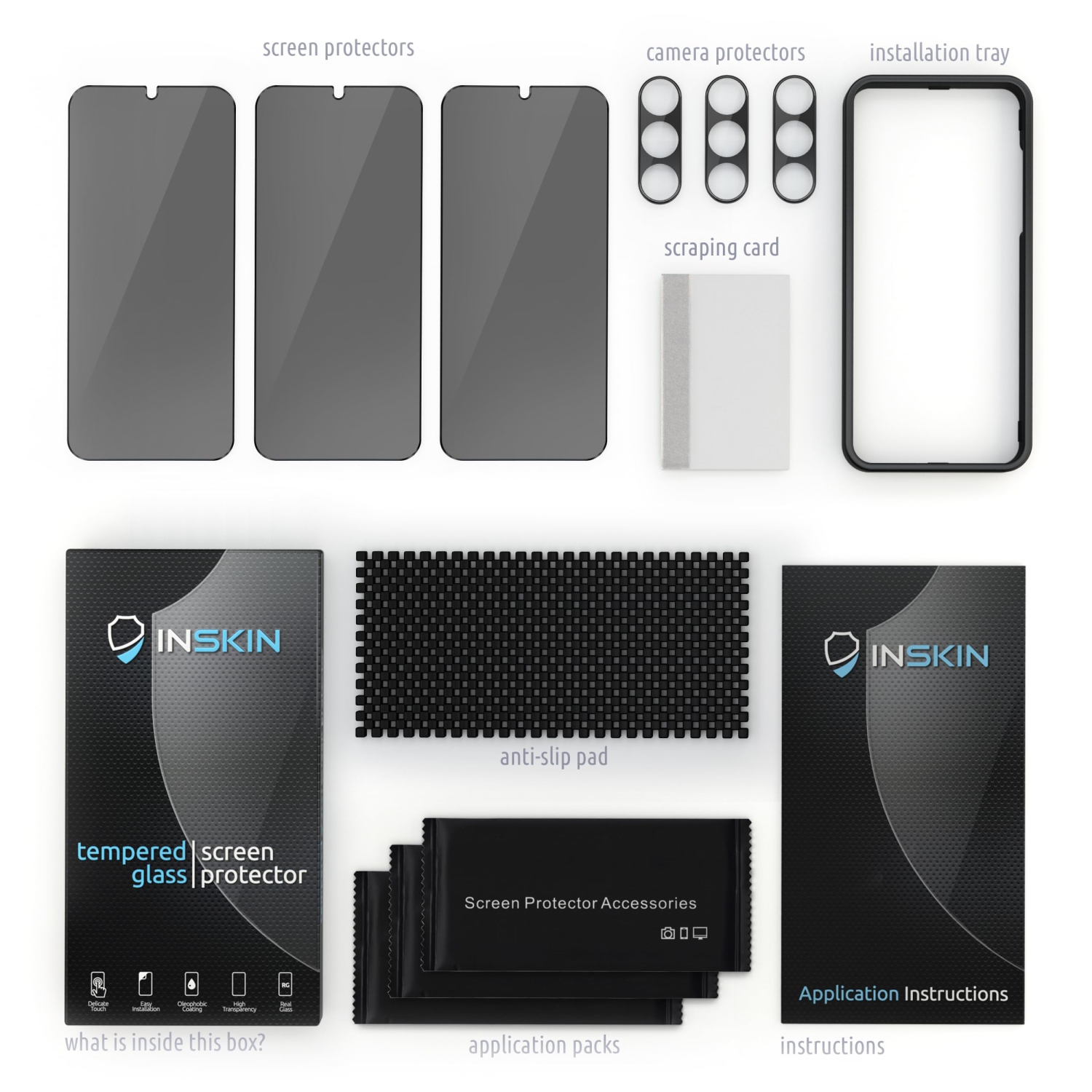 Inskin Privacy Screen and HD Clear Camera Lens Protector, fits Samsung Galaxy S23 Plus 5G 6.6 inch - 3+3 Pack