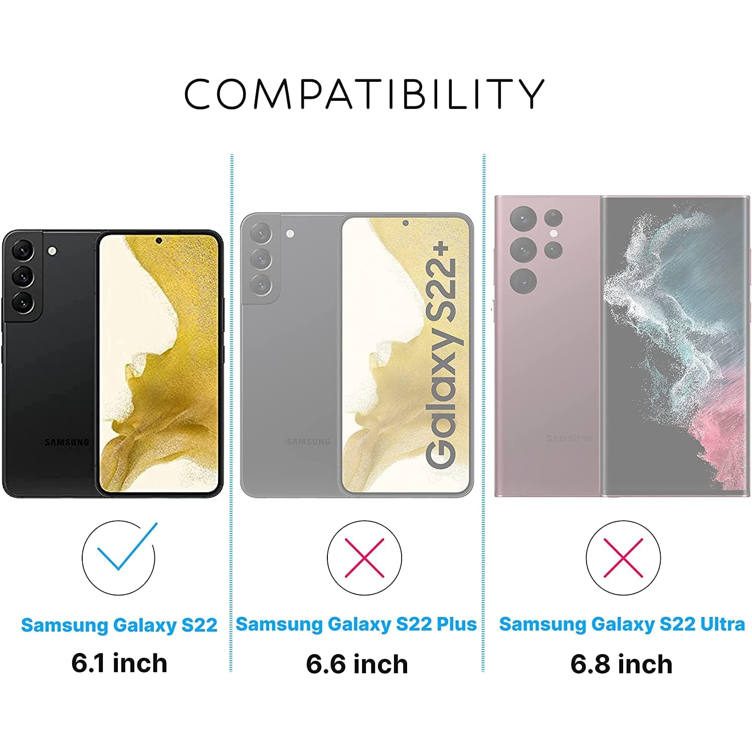 Inskin Screen Protector for Samsung Galaxy S22 5G - 2+2 Tempered Glass for Screen & Camera Lens, Auto-Align Installation, Plasma Coating, Fits Cases