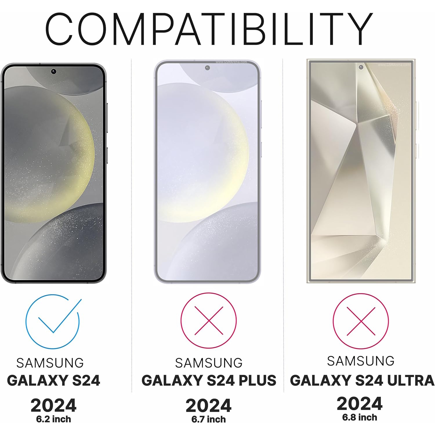 Inskin Screen Protector for Samsung Galaxy S24 5G - 3+3 Tempered Glass for Screen & Camera Lens, Auto-Align Installation, Fingerprint ID Support,