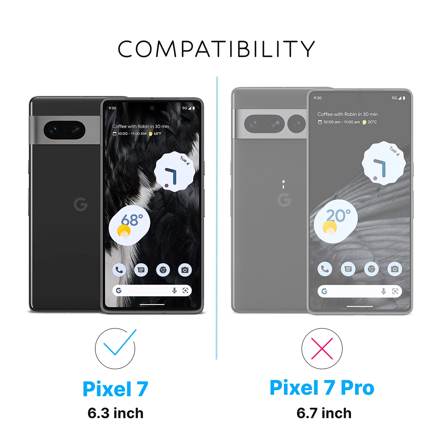 Inskin Screen Protector for Google Pixel 7 6.3 inch - 2+2 Tempered Glass for Screen & Camera Lens, Auto-Align Installation, Fingerprint ID Support,