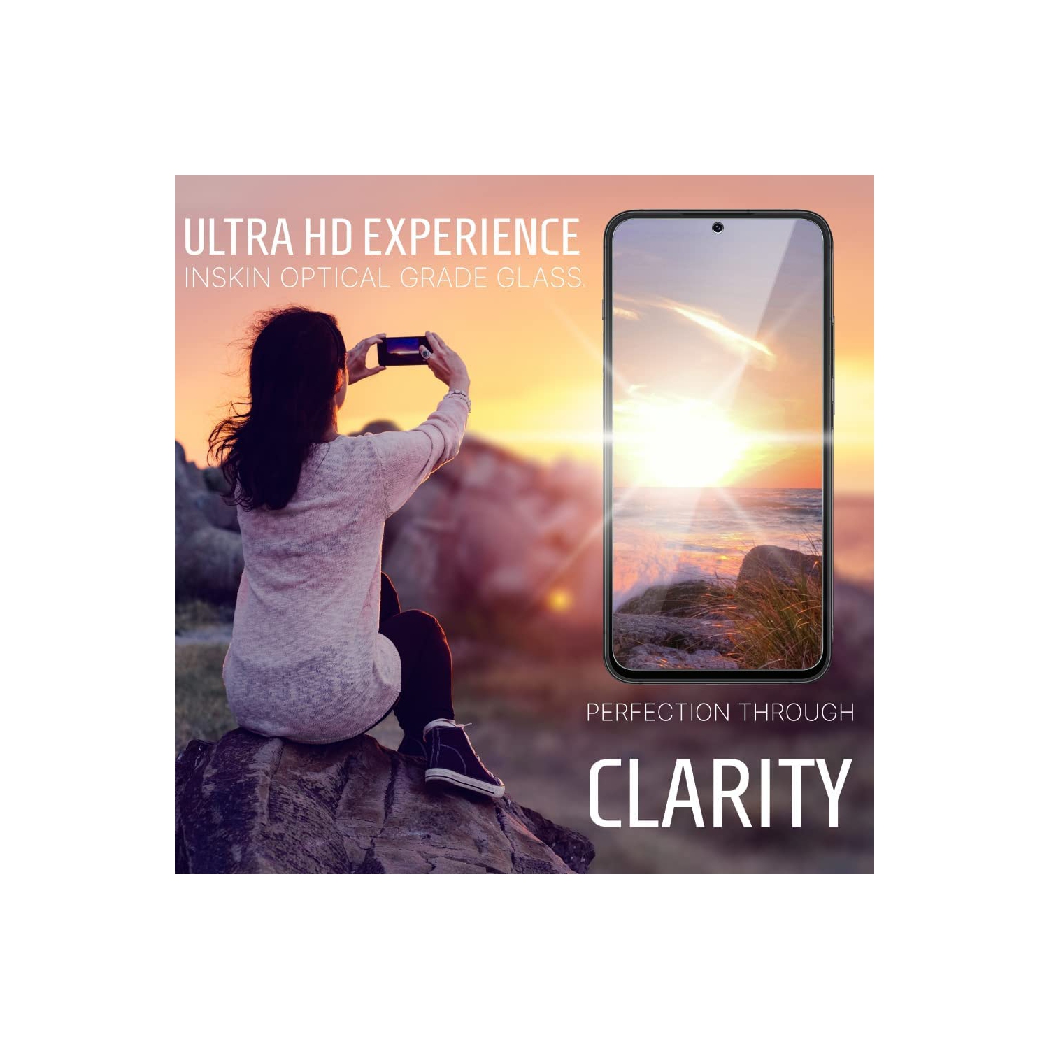 Inskin Screen Protector for Google Pixel 7 6.3 inch - 2+2 Tempered Glass for Screen & Camera Lens, Auto-Align Installation, Fingerprint ID Support,