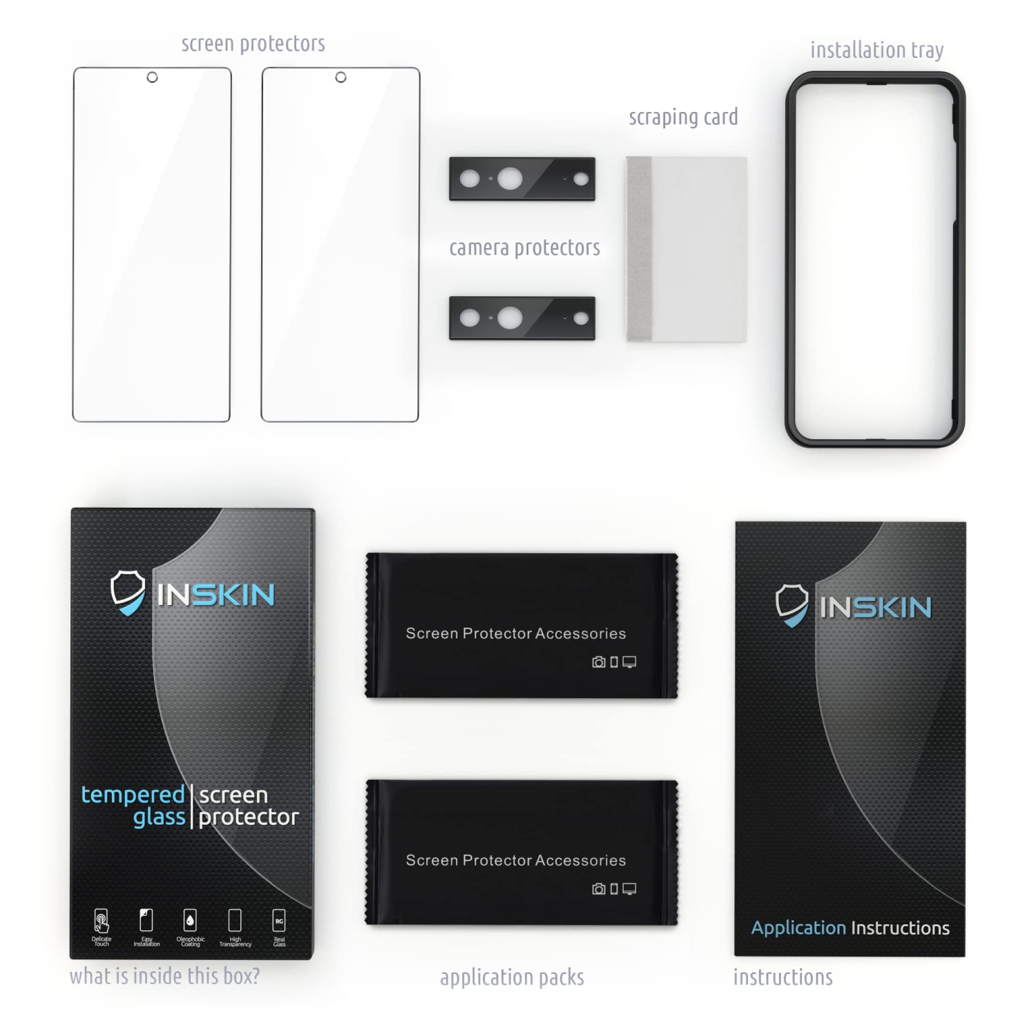 Inskin Screen Protector for Google Pixel 7 6.3 inch - 2+2 Tempered Glass for Screen & Camera Lens, Auto-Align Installation, Fingerprint ID Support,