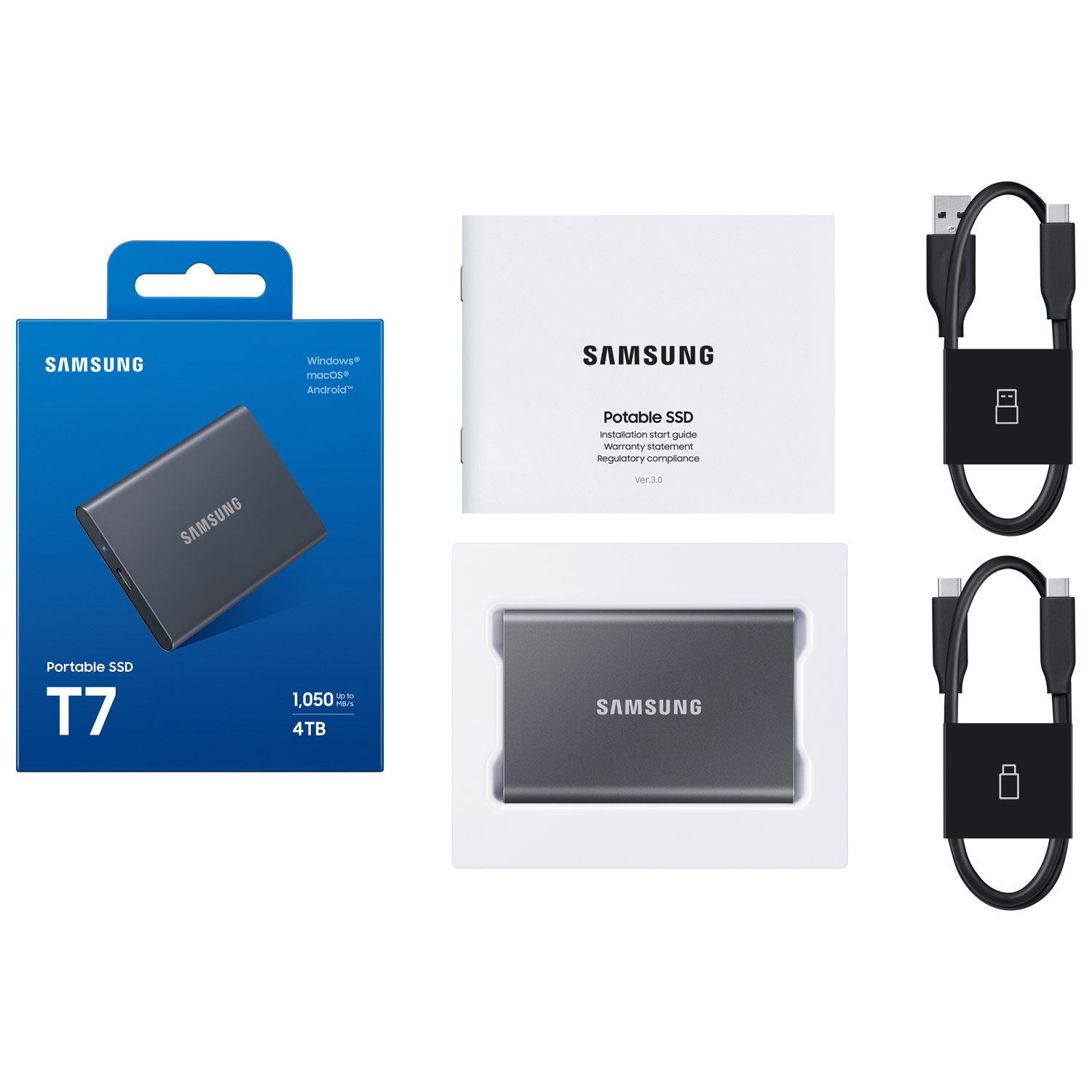 Samsung T7 4TB USB 3.2 External Solid State Drive - Black