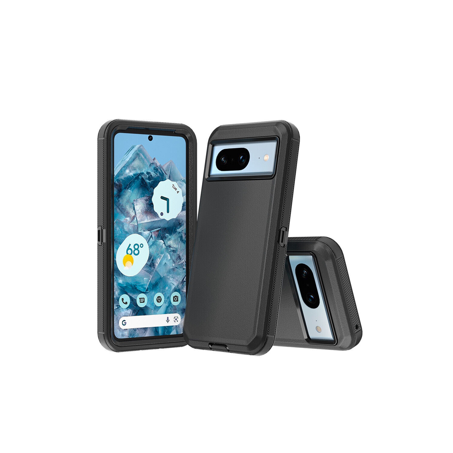 [CS] Étui rigide robuste antichoc à trois couches 3 pour Pixel 8&nbsp;A de Google, noir