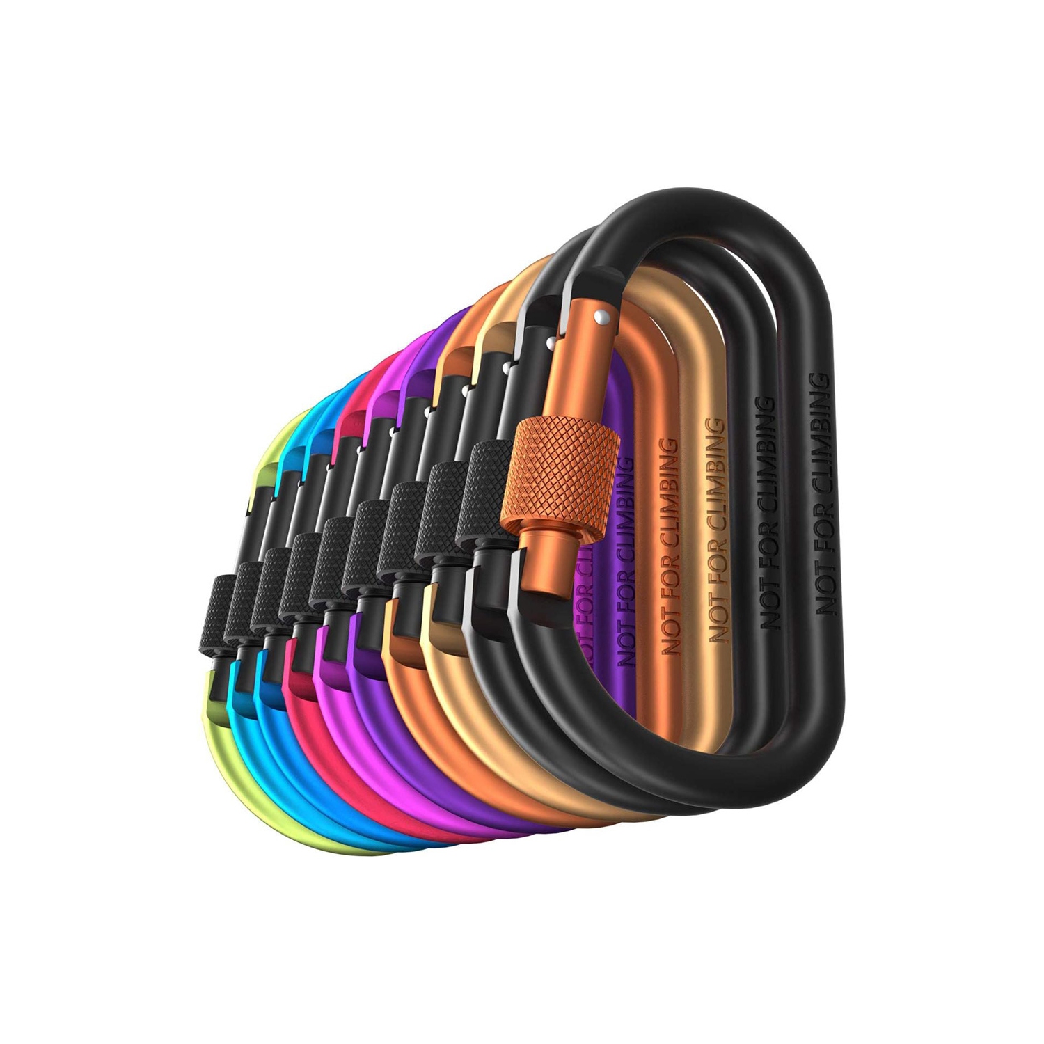 axGear Cargo Carabiner Clips D Ring Sharp Key Hook Buckle w Screw Gate 10 PCS Aluminum