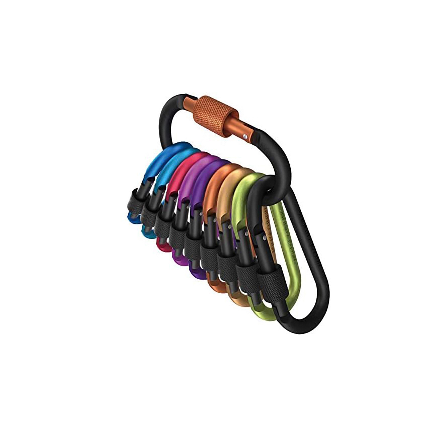 axGear Cargo Carabiner Clips D Ring Sharp Key Hook Buckle w Screw Gate 10 PCS Aluminum
