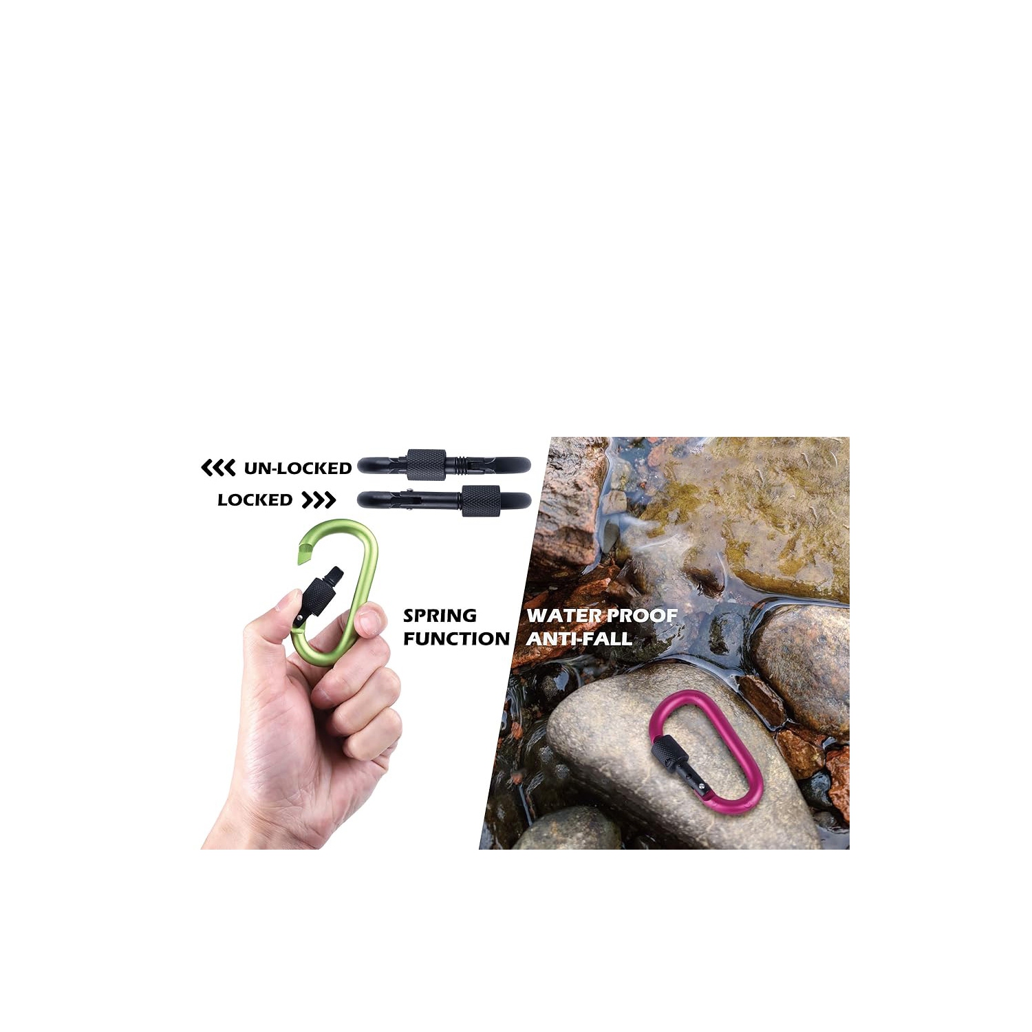 axGear Cargo Carabiner Clips D Ring Sharp Key Hook Buckle w Screw Gate 10 PCS Aluminum