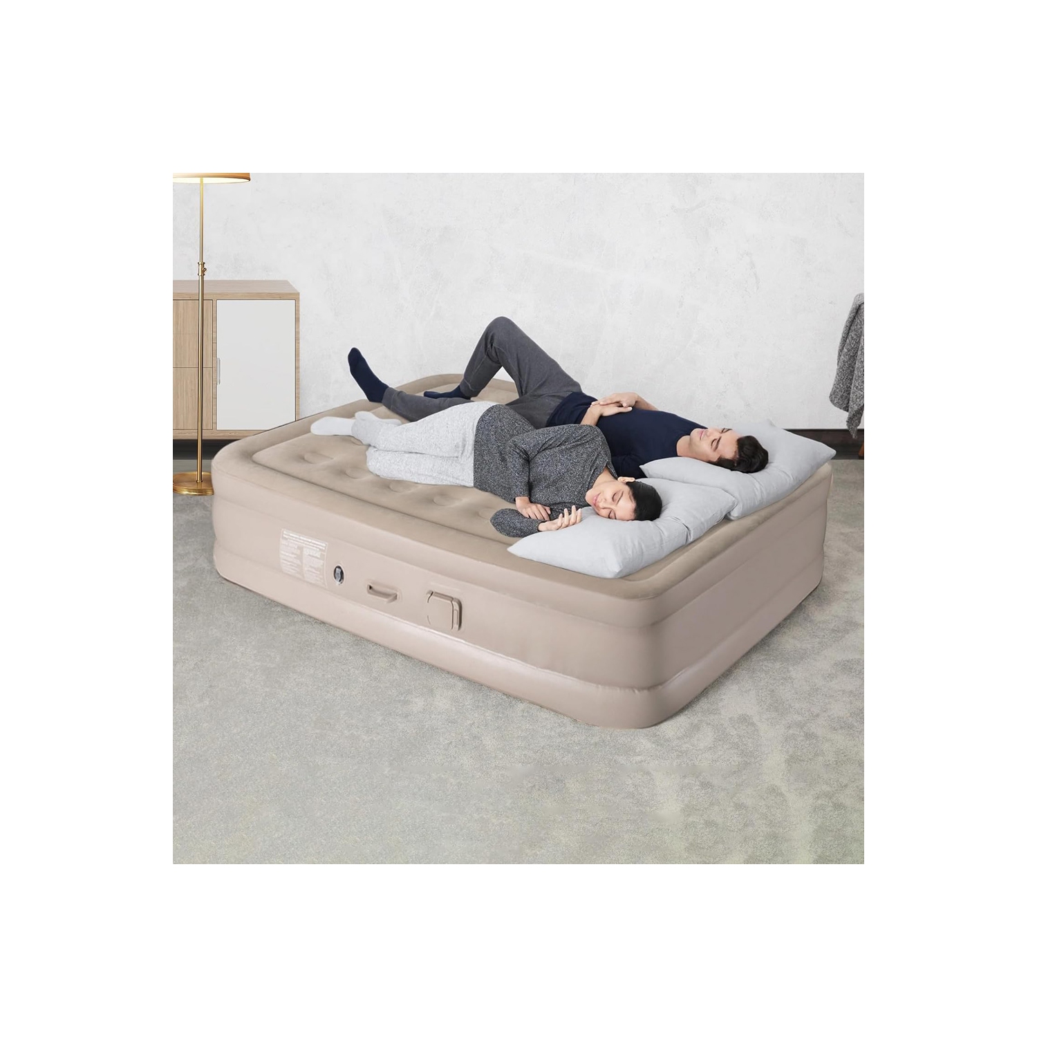 axGear Air Bed Mattress Queen Size Built-in Pump LED Inflatable with 2 Pillows