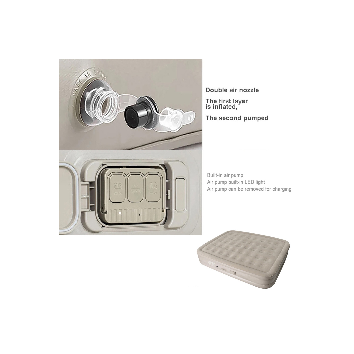 axGear Air Bed Mattress Queen Size Built-in Pump LED Inflatable with 2 Pillows