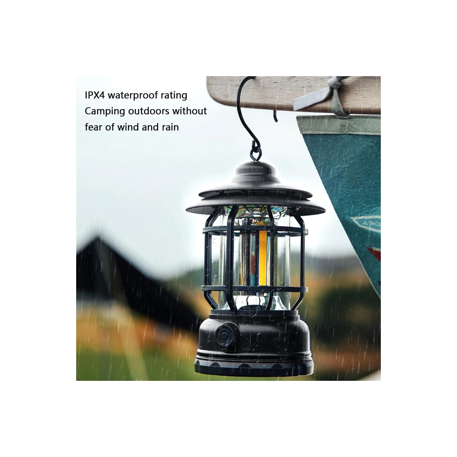 Lampe de camping à DEL avec gradateur à crochet pour l'extérieur d'axGear