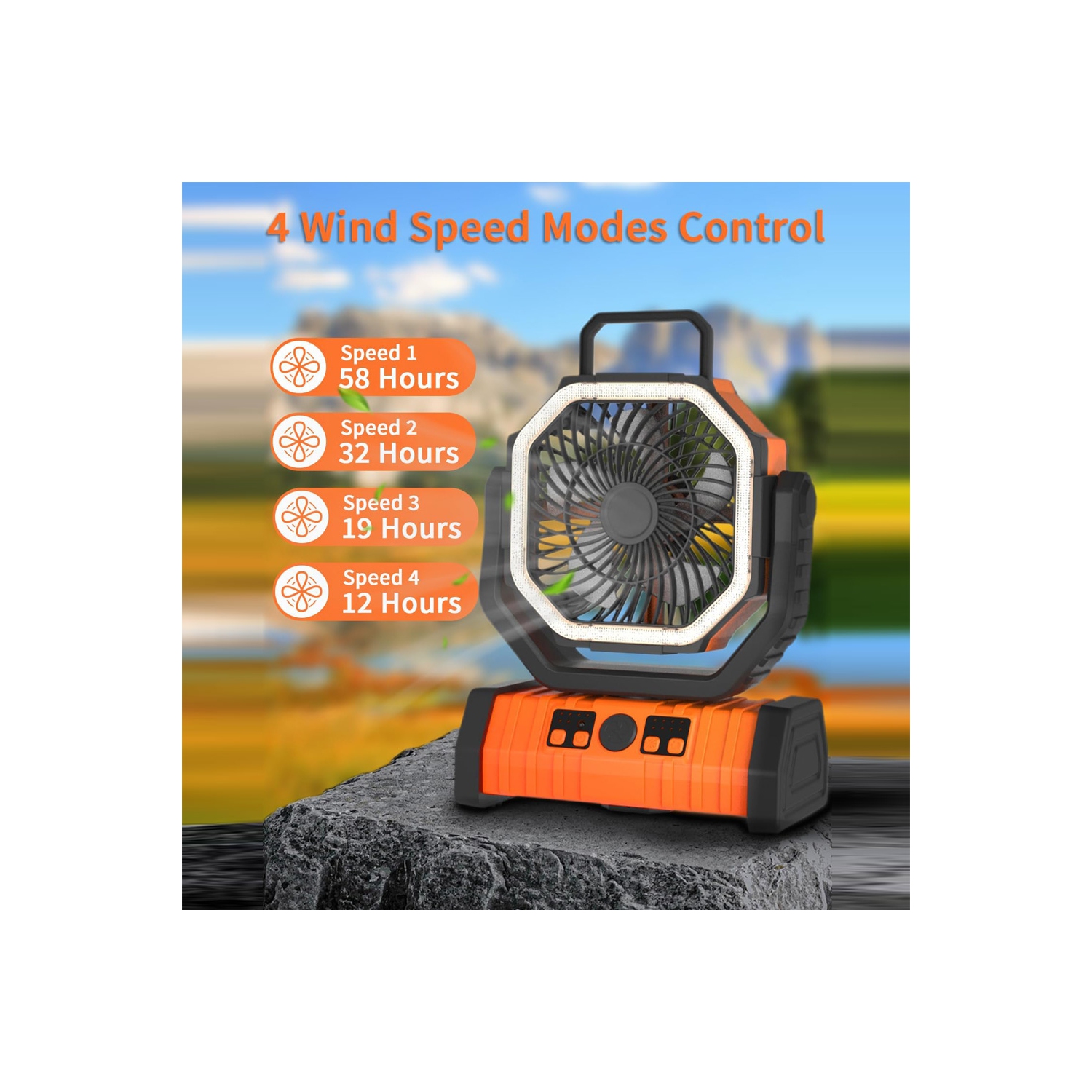 Lampe de tente portative d'extérieur avec ventilateur de camping DEL rechargeable d'axGear