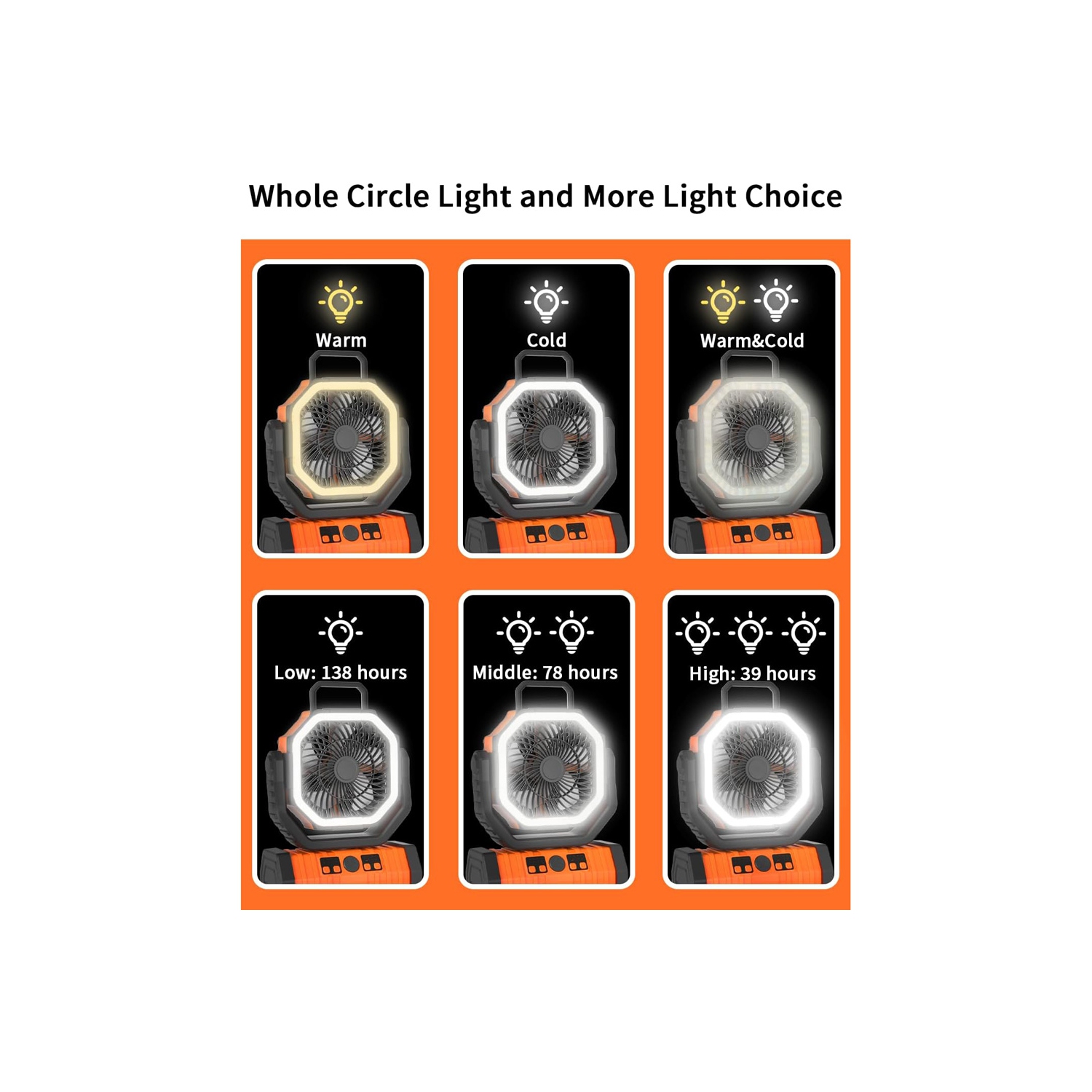 Lampe de tente portative d'extérieur avec ventilateur de camping DEL rechargeable d'axGear