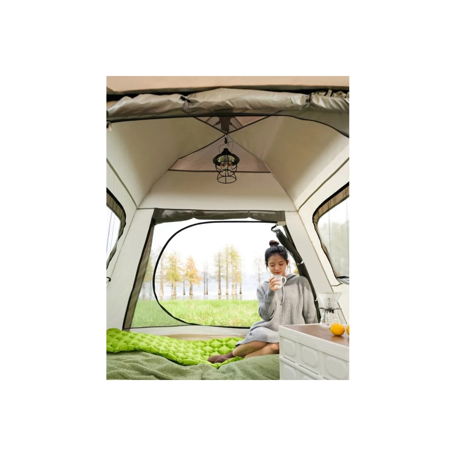 Bâche de tente de camping résistante à l'eau et au vent de 4-6 personnes facile à installer d'axGear