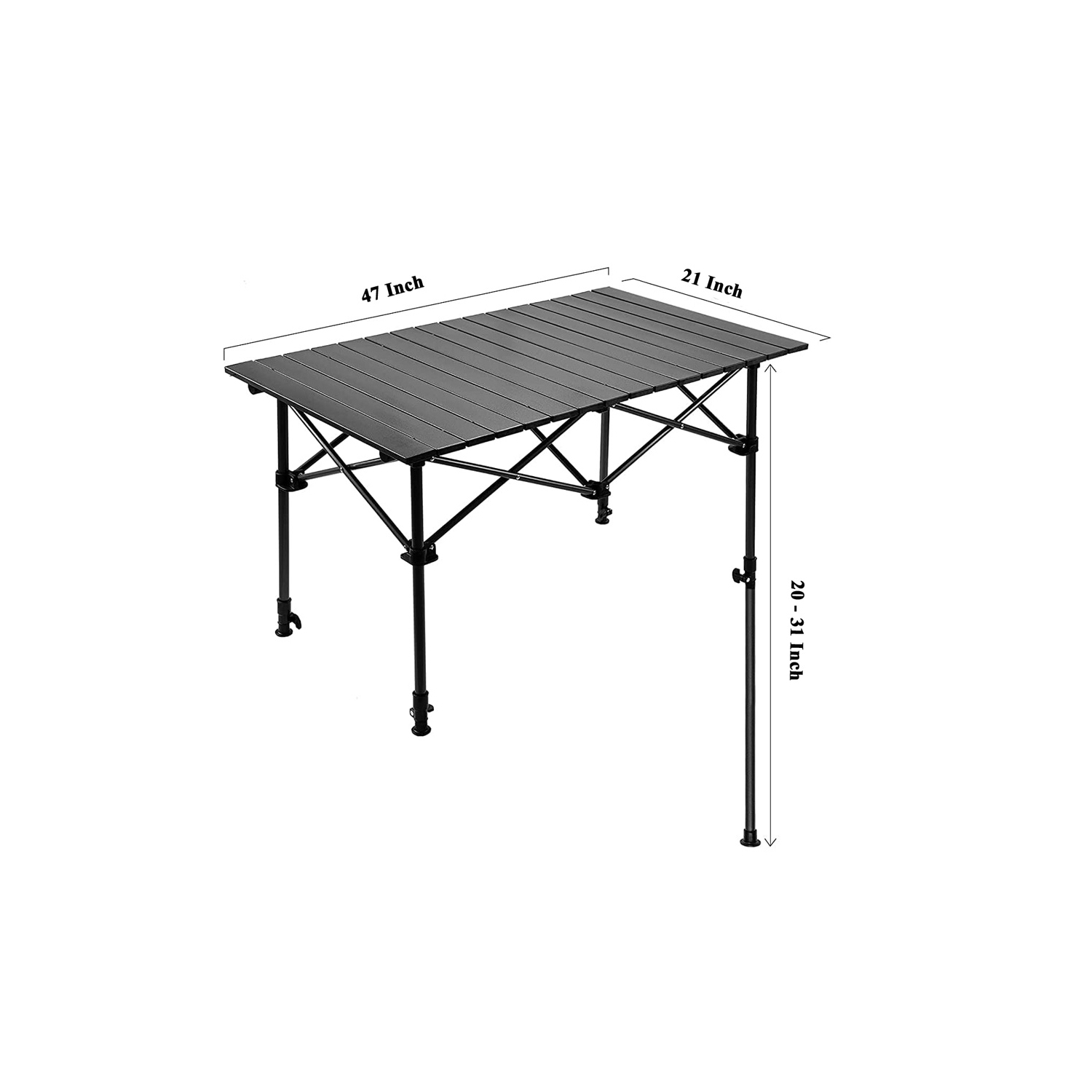 Table de camping pliante de axGear portative, hauteur réglable, aluminium, sac de transport pour pique-nique