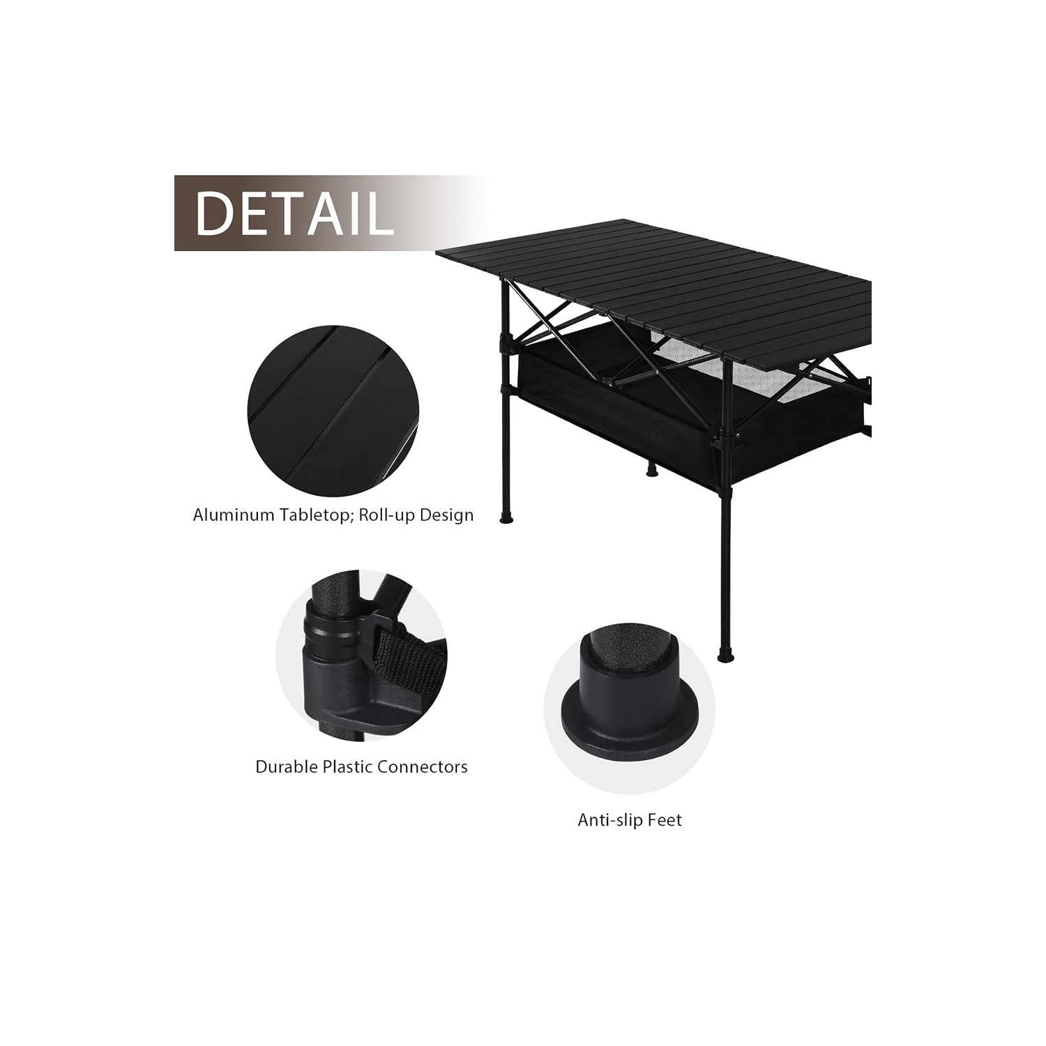 Table de camping pliante de axGear portative, hauteur réglable, aluminium, sac de transport pour pique-nique