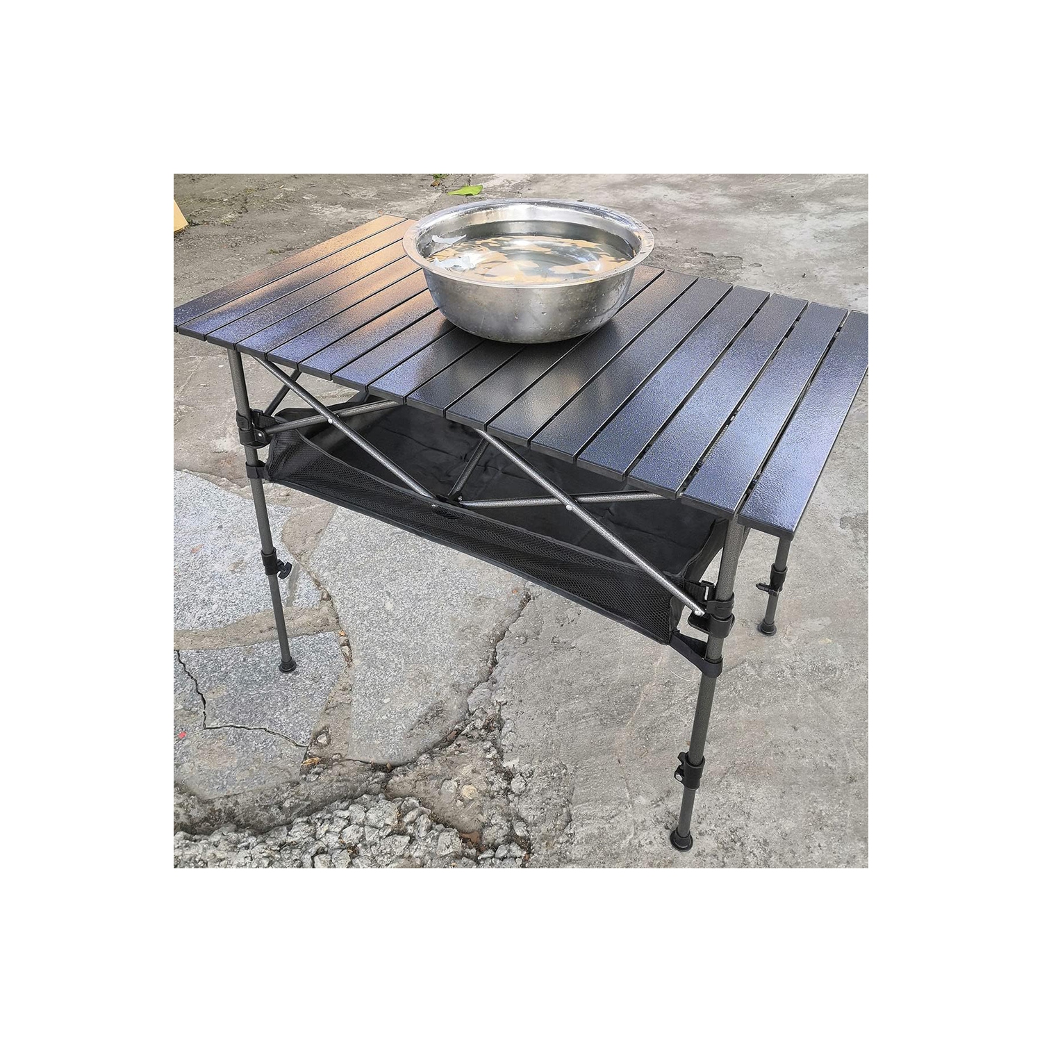 Table de camping pliante de axGear portative, hauteur réglable, aluminium, sac de transport pour pique-nique