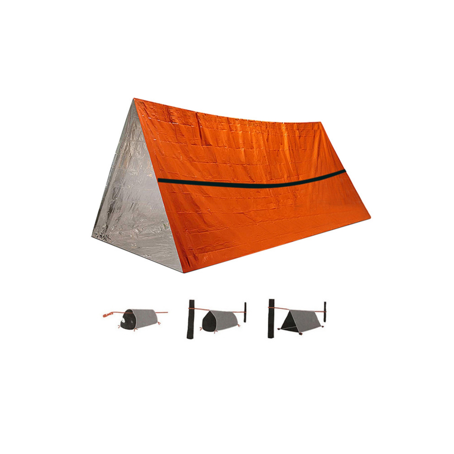 Ensemble de survie avec couverture d'urgence d'axGear, équipement de camping de randonnée pour l'extérieur, avec espace en bisens