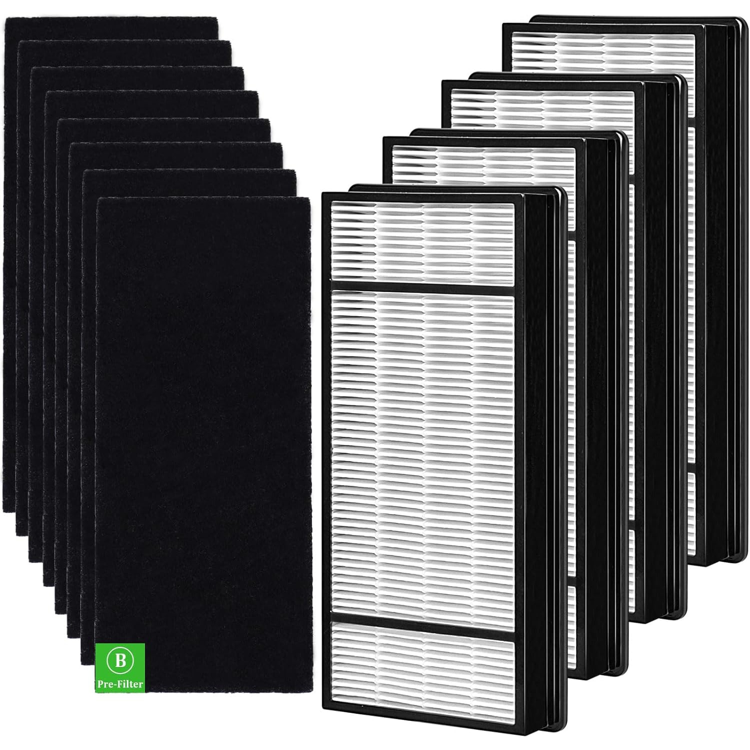 4 HEPA Replacement Filter H and 8 Carbon Pre Filter B Compatible with Honeywell Air Purifiers HRF-H1 HRF-H2, and with Honeywell HPA050, HPA060,