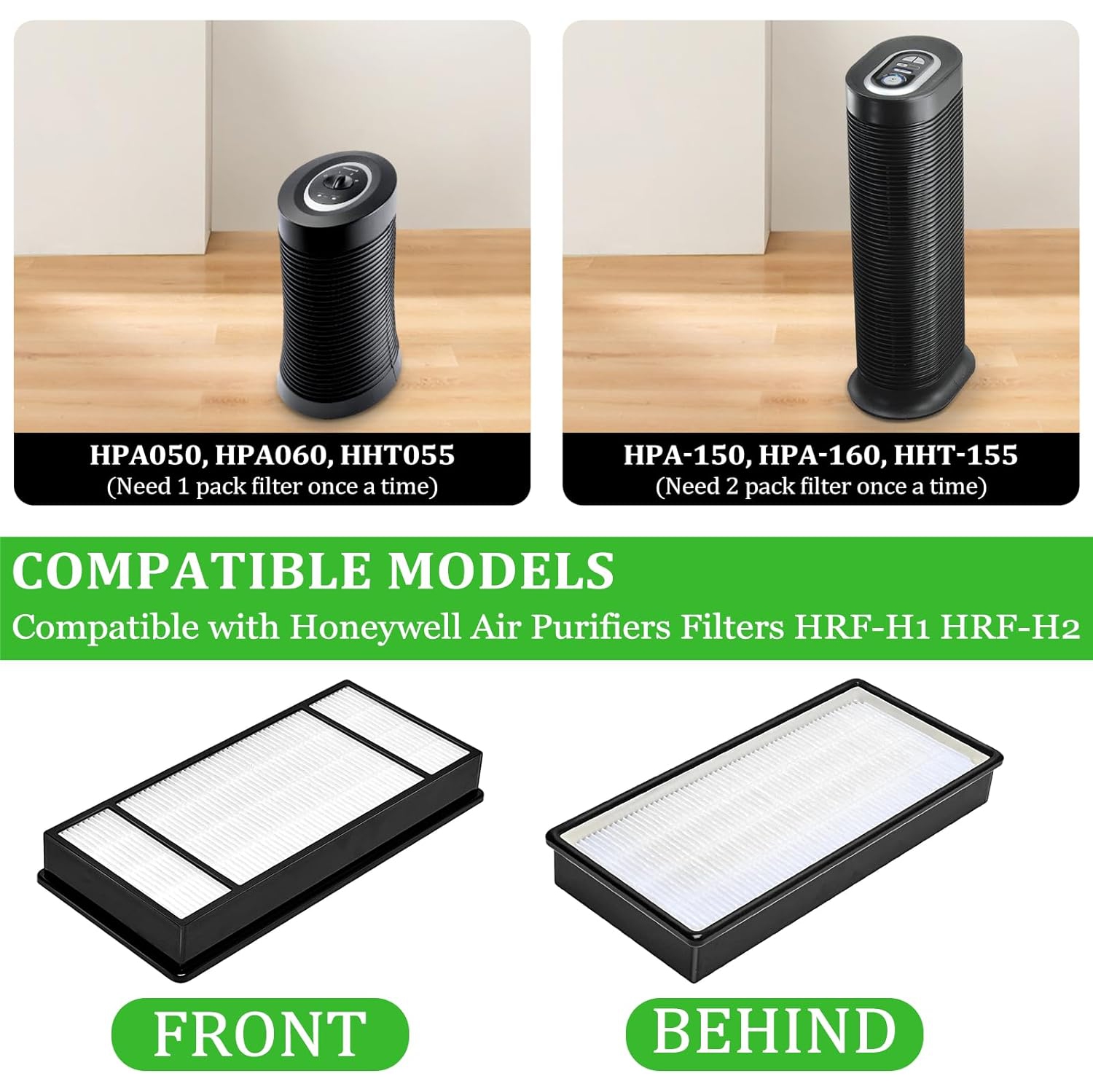 4 HEPA Replacement Filter H and 8 Carbon Pre Filter B Compatible with Honeywell Air Purifiers HRF-H1 HRF-H2, and with Honeywell HPA050, HPA060,