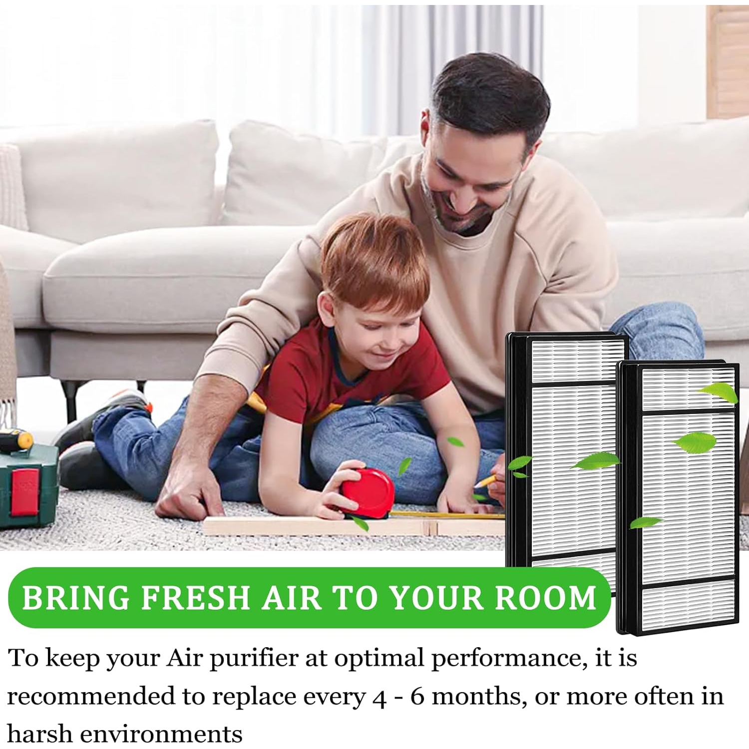 4 HEPA Replacement Filter H and 8 Carbon Pre Filter B Compatible with Honeywell Air Purifiers HRF-H1 HRF-H2, and with Honeywell HPA050, HPA060,
