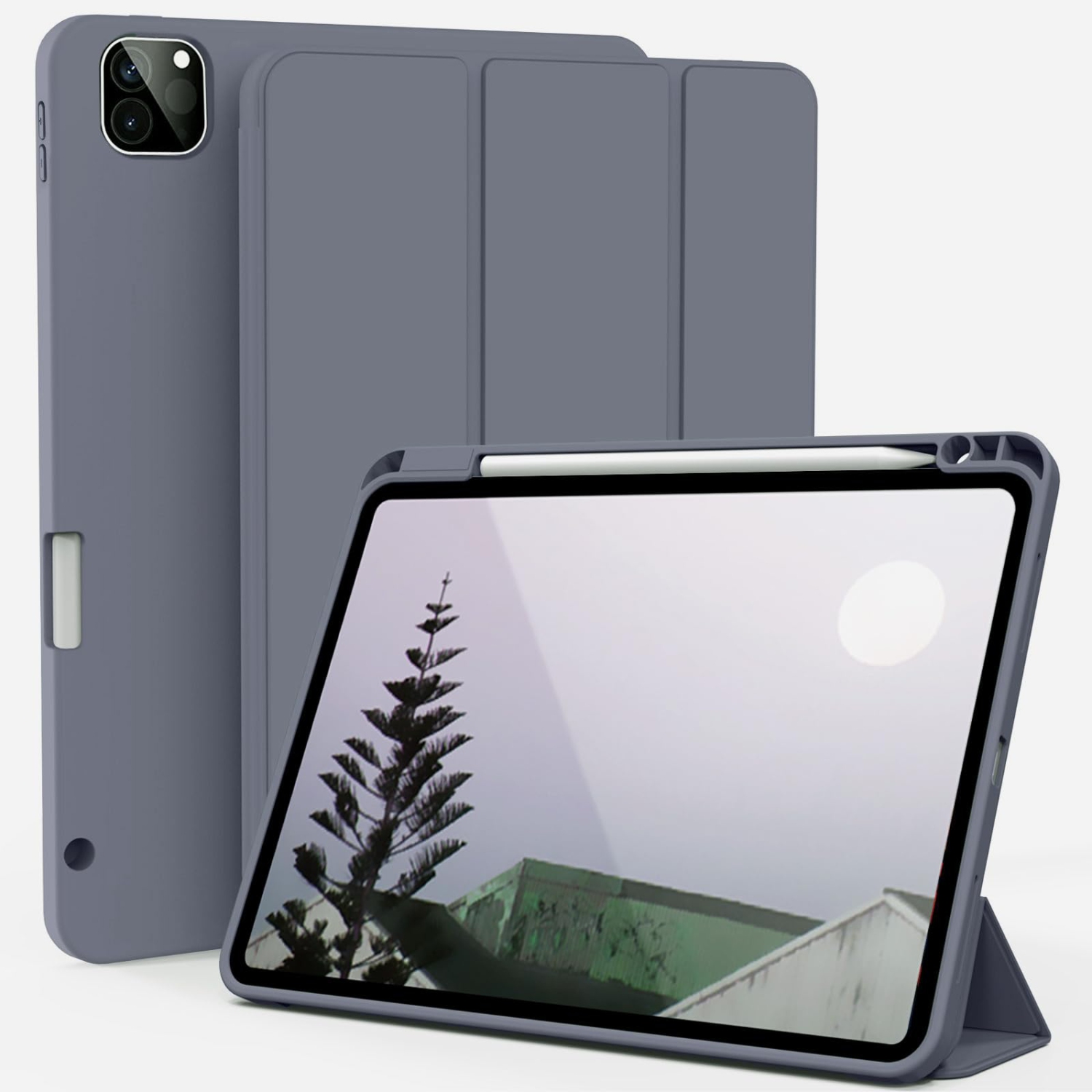 iPad – Étui M2 de 13 po pour Air 2024/étui Pro 12,9 po pour iPad 6th/5th/4th génération avec porte-crayon, étui souple mince en TPUR, protecteur auto