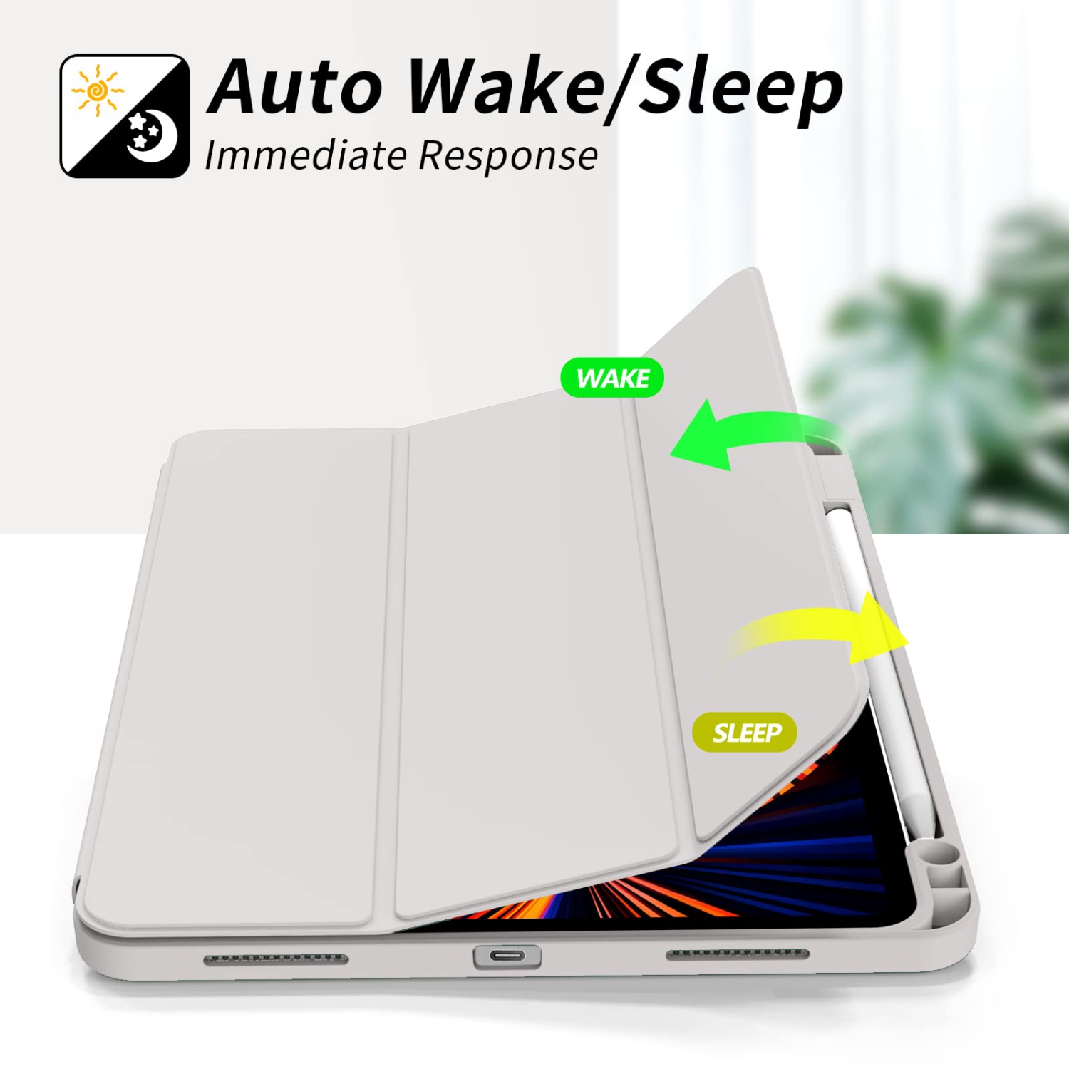 iPad Air 13 Inch M2 Case 2024 / iPad Pro 12.9 Inch Case 6th/5th/4th Generation with Pencil Holder, Slim Soft TPU Back Tablet Cover, Auto Sleep/Wake