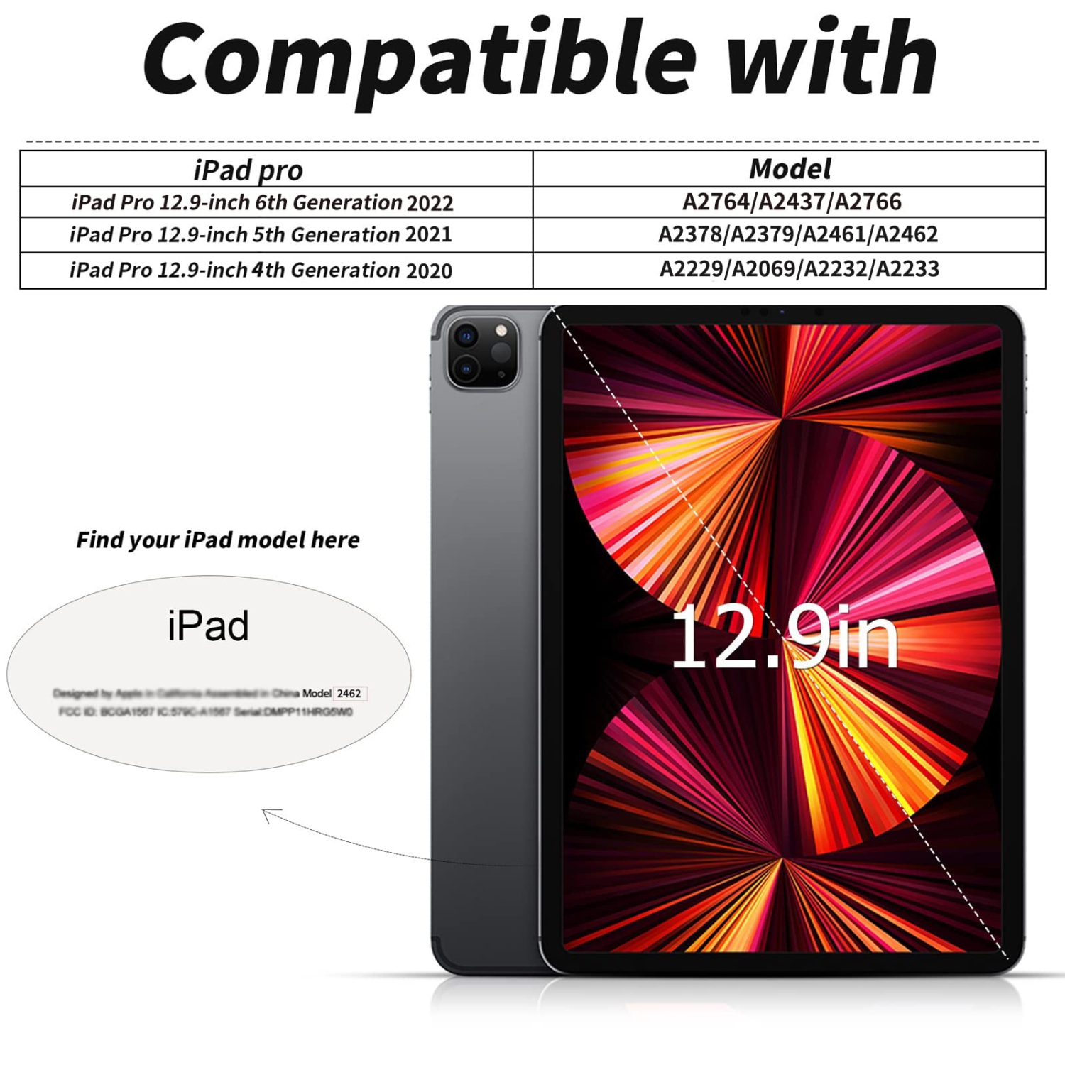 iPad Air 13 Inch M2 Case 2024 / iPad Pro 12.9 Inch Case 6th/5th/4th Generation with Pencil Holder, Slim Soft TPU Back Tablet Cover, Auto Sleep/Wake