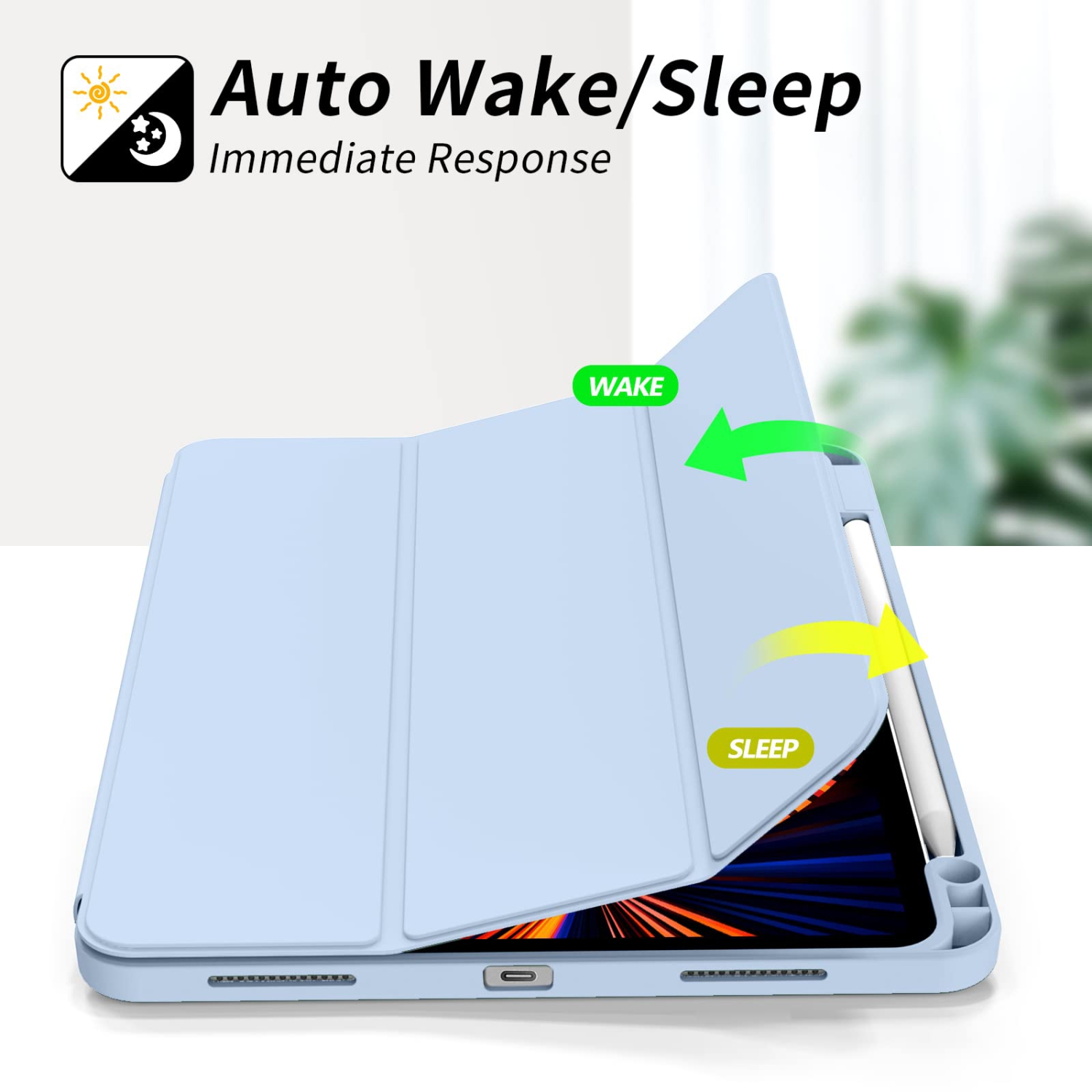 iPad Air 13 Inch M2 Case 2024 / iPad Pro 12.9 Inch Case 6th/5th/4th Generation with Pencil Holder, Slim Soft TPU Back Tablet Cover, Auto Sleep/Wake