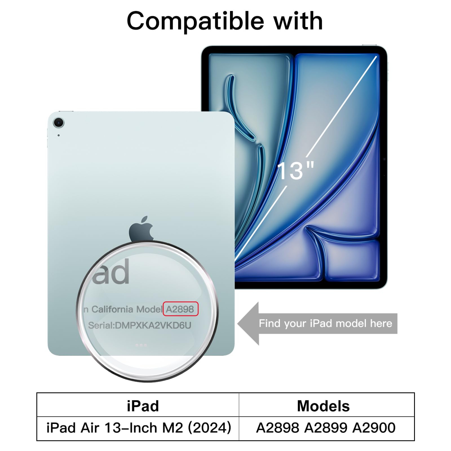 Clear Case for iPad Air 13-Inch M2, Anti-Yellowing Transparent Shockproof Slim Tablet Back Cover with Hard PC Back and Soft TPU Bumper