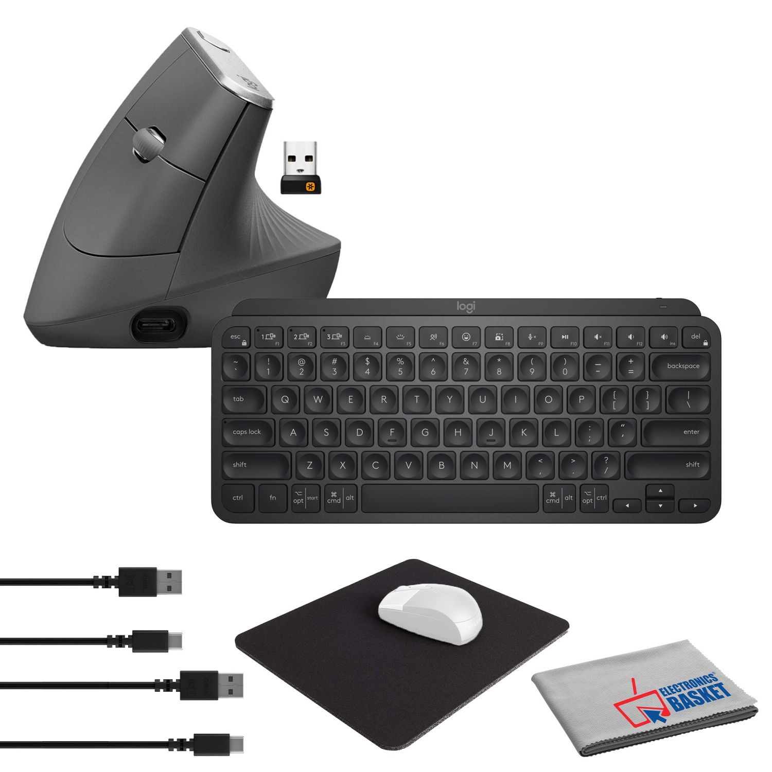 Logitech MX Keys Mini Wireless Keyboard + MX Vertical Advanced Ergonomic Mouse