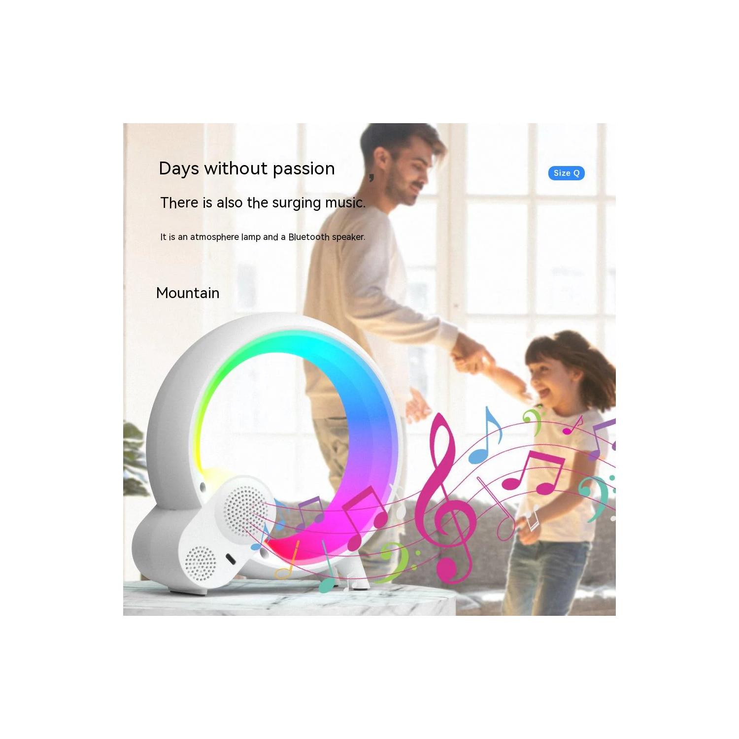 Trendylis Creative Q Light Analog Sunrise réveil numérique Bluetooth Audio intelligent Wake-up Q lumière colorée Atmosphere