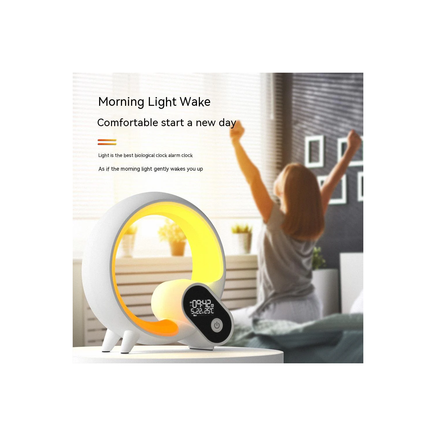 Trendylis Creative Q Light Analog Sunrise réveil numérique Bluetooth Audio intelligent Wake-up Q lumière colorée Atmosphere
