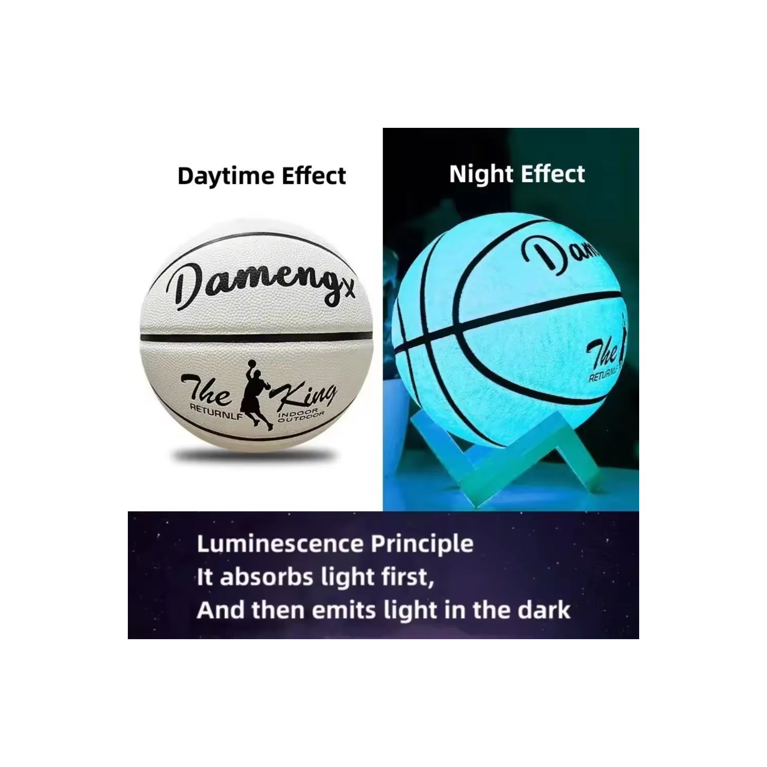 Dameng Luminous Basketball PU Soft Leather Outdoor Wear-resistant And Non-slip
