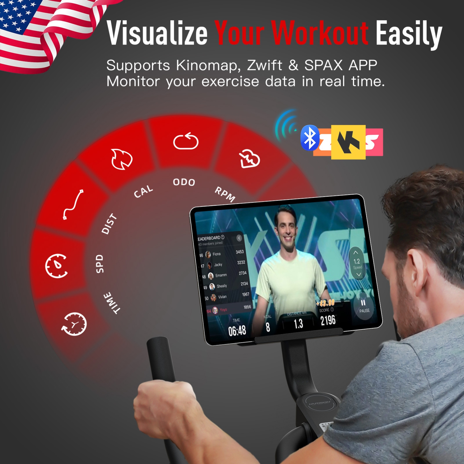 HARISON Magnetic Exercise Bike with Bluetooth, Stationary Bikes for Home with Comfortable Seat Cushion, 350lbs Capacity