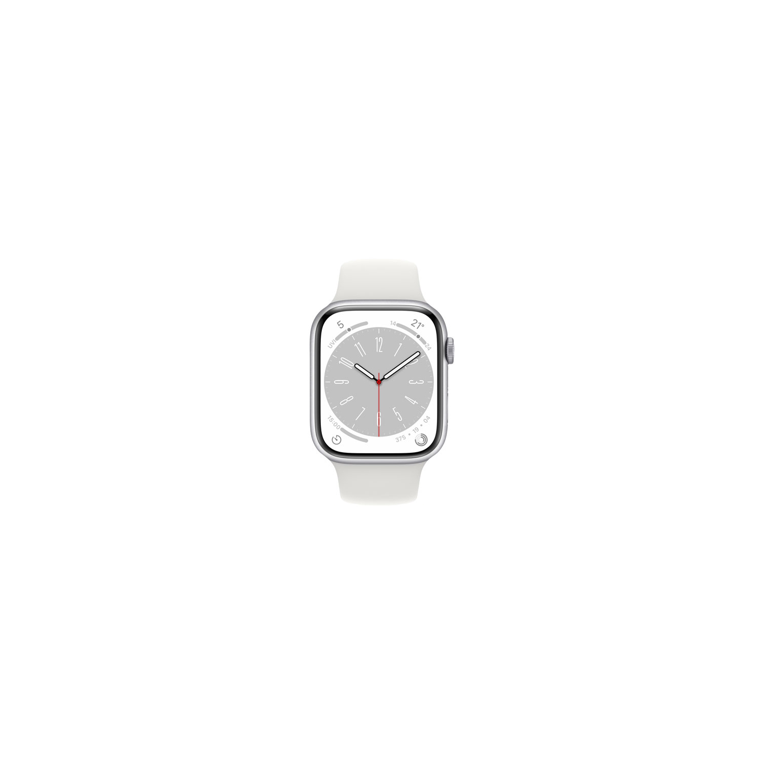 Remis à neuf - Apple Watch Series 8 (GPS) avec boîtier en aluminium argenté et bracelet sport blanc de 41&nbsp;mm - moyen/Grand